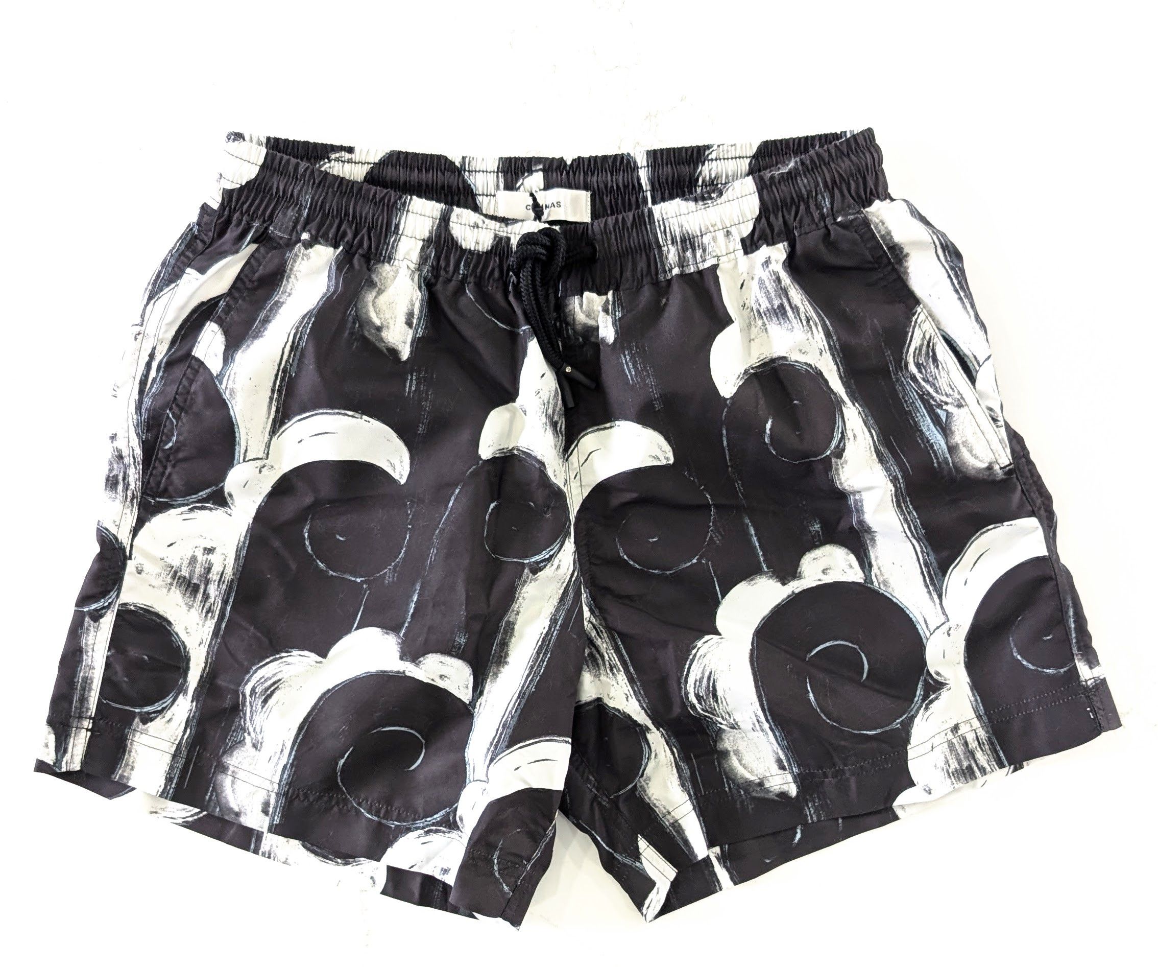 Other COMMAS Mens Classic Swim Shorts S Black White Abstract Print Size US 29 - 1 Thumbnail