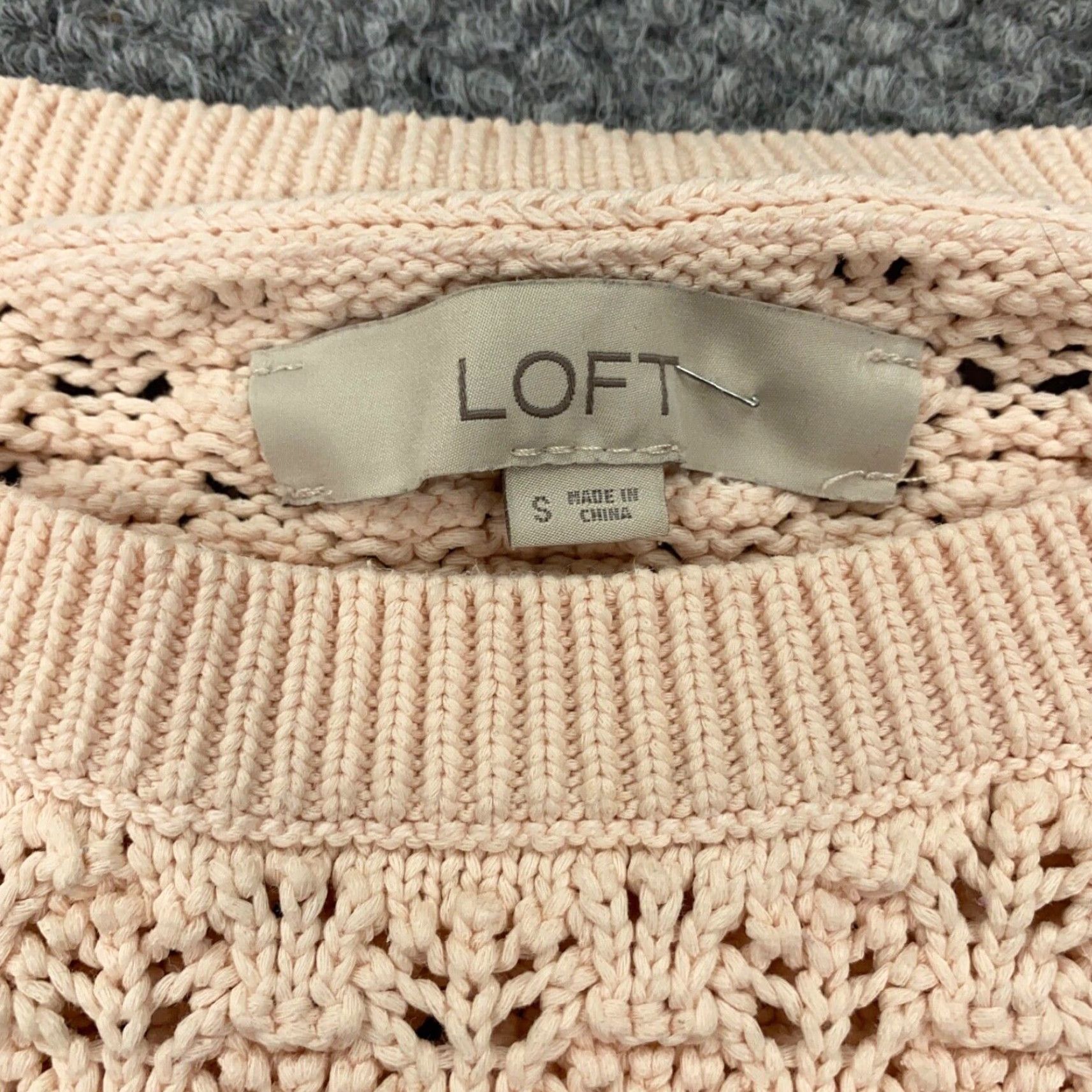 Loft LOFT Sweater Women Small Light Pink Open Knit Scalloped Hem Pullover Size S / US 4 / IT 40 - 4 Thumbnail