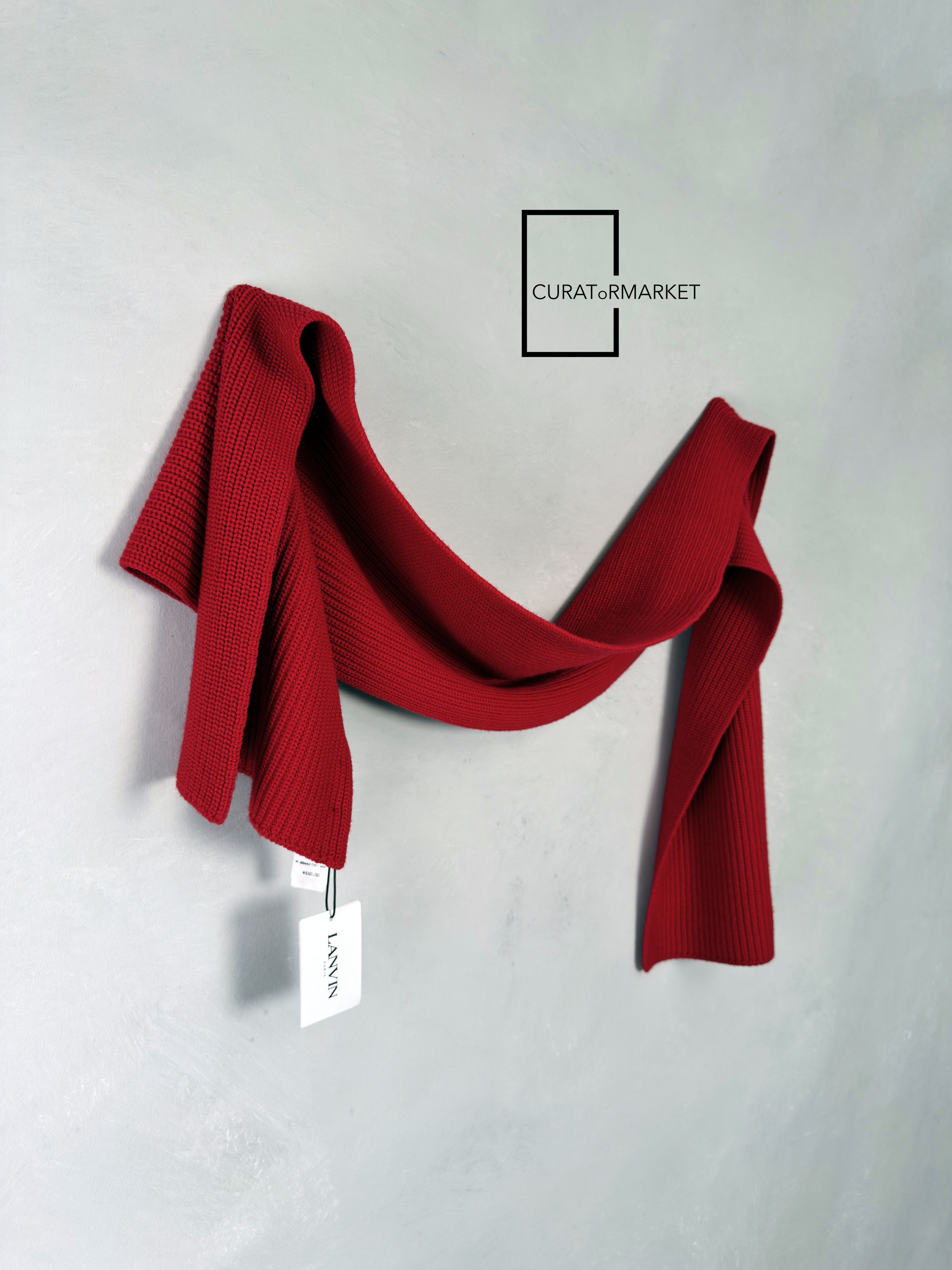 Lanvin Iconic Embroidered Text Logo Knitted Wool Luxury Scarf FW25 Size ONE SIZE - 1 Thumbnail
