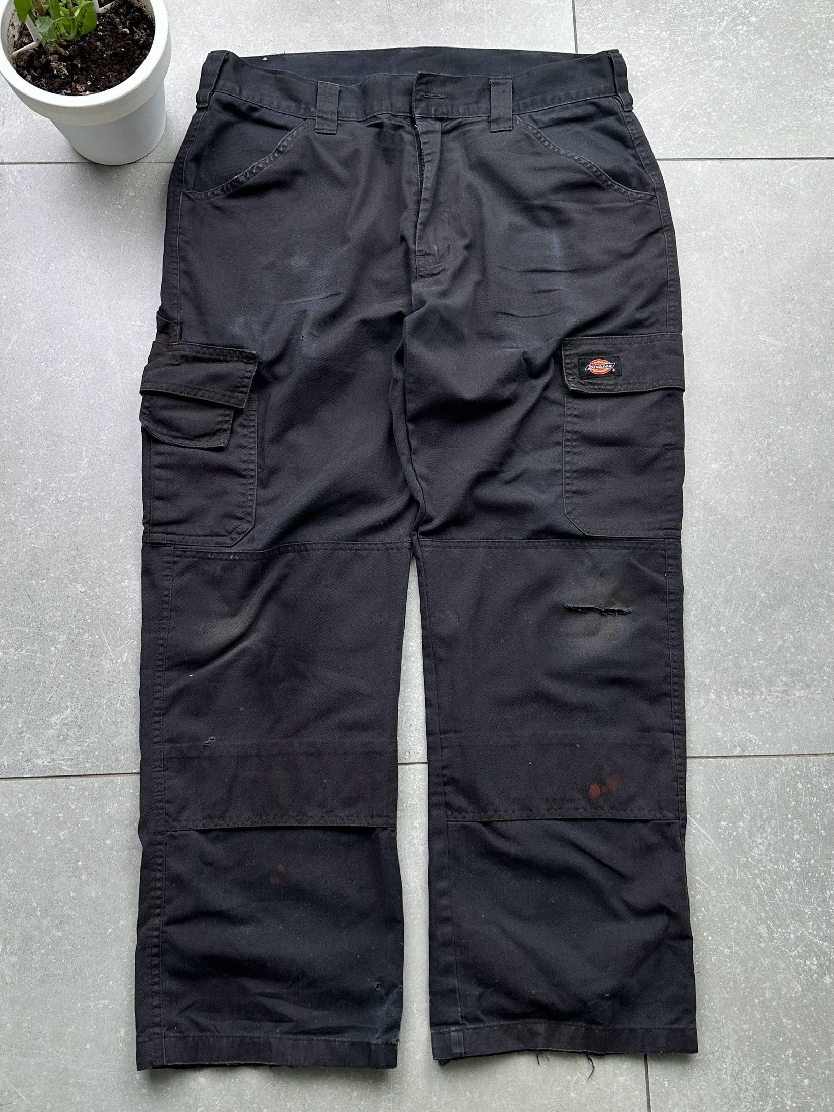 image of Avant Garde x Dickies Thrashed Vintage Work Cargo Pants in Black, Men's (Size 34)