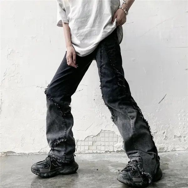 VIBE Retro Y2K Ripped Jeans Wide Leg Straight Retro Size US 32 / EU 48 - 3 Thumbnail