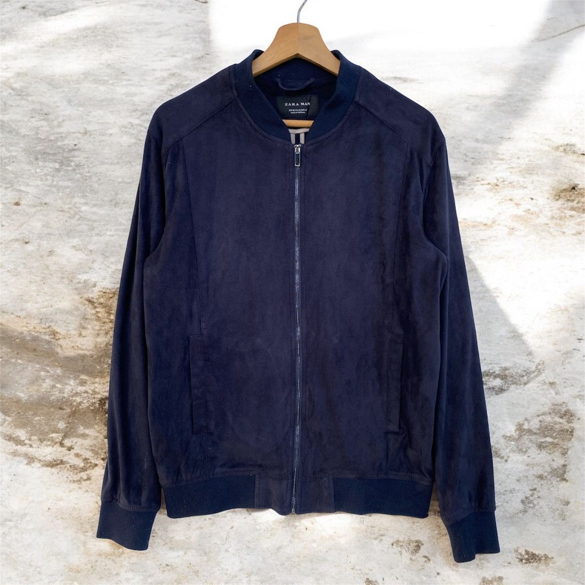 Zara ZARA MAN Navy Blue Bomber Jacket Size US M / EU 48-50 / 2 - 1 Thumbnail