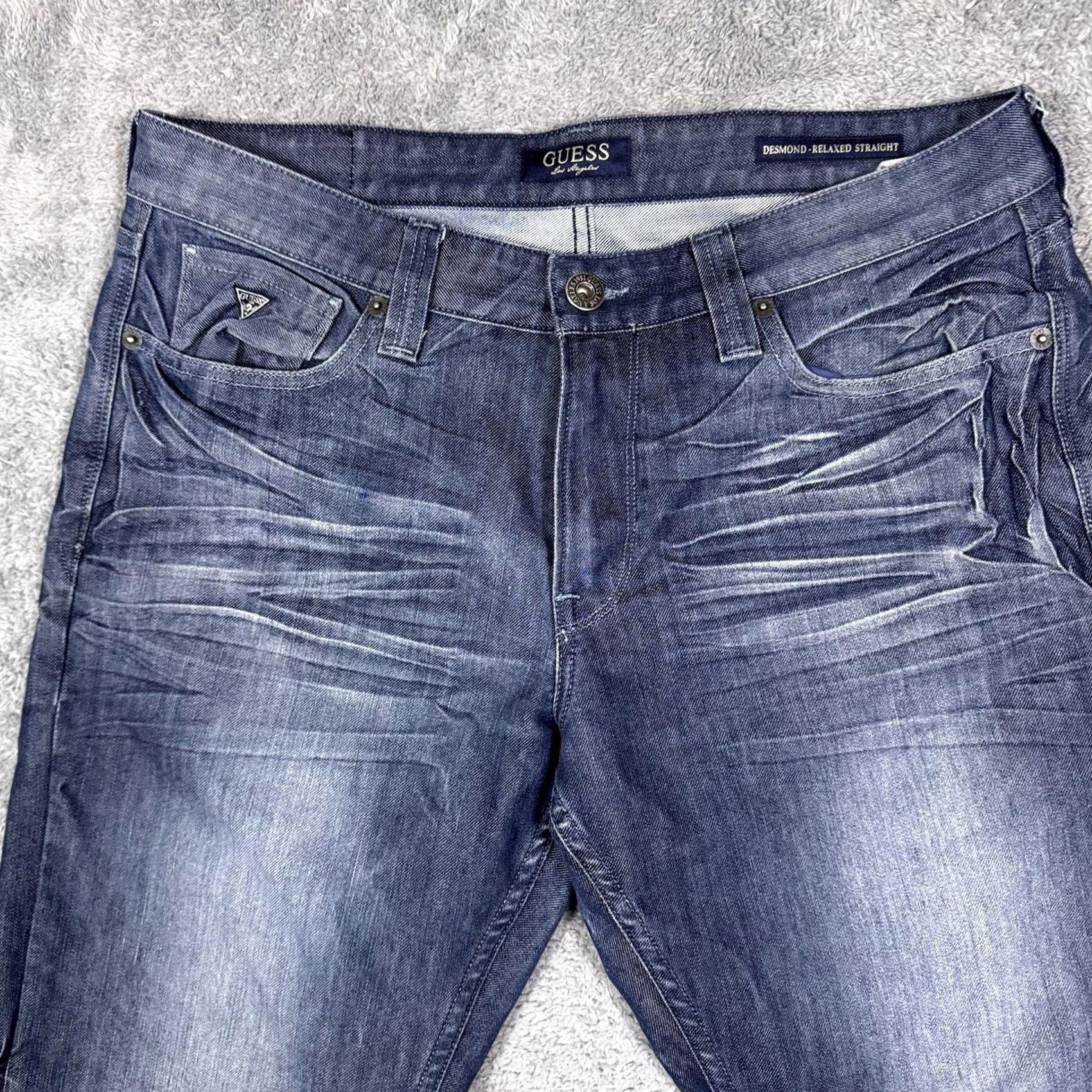 Guess GUESS Jeans Mens 34x32 Raw Denim Streetwear Desmond Relaxed Straight Y2K Whisker Jeans Size US 34 / EU 50 - 3 Thumbnail