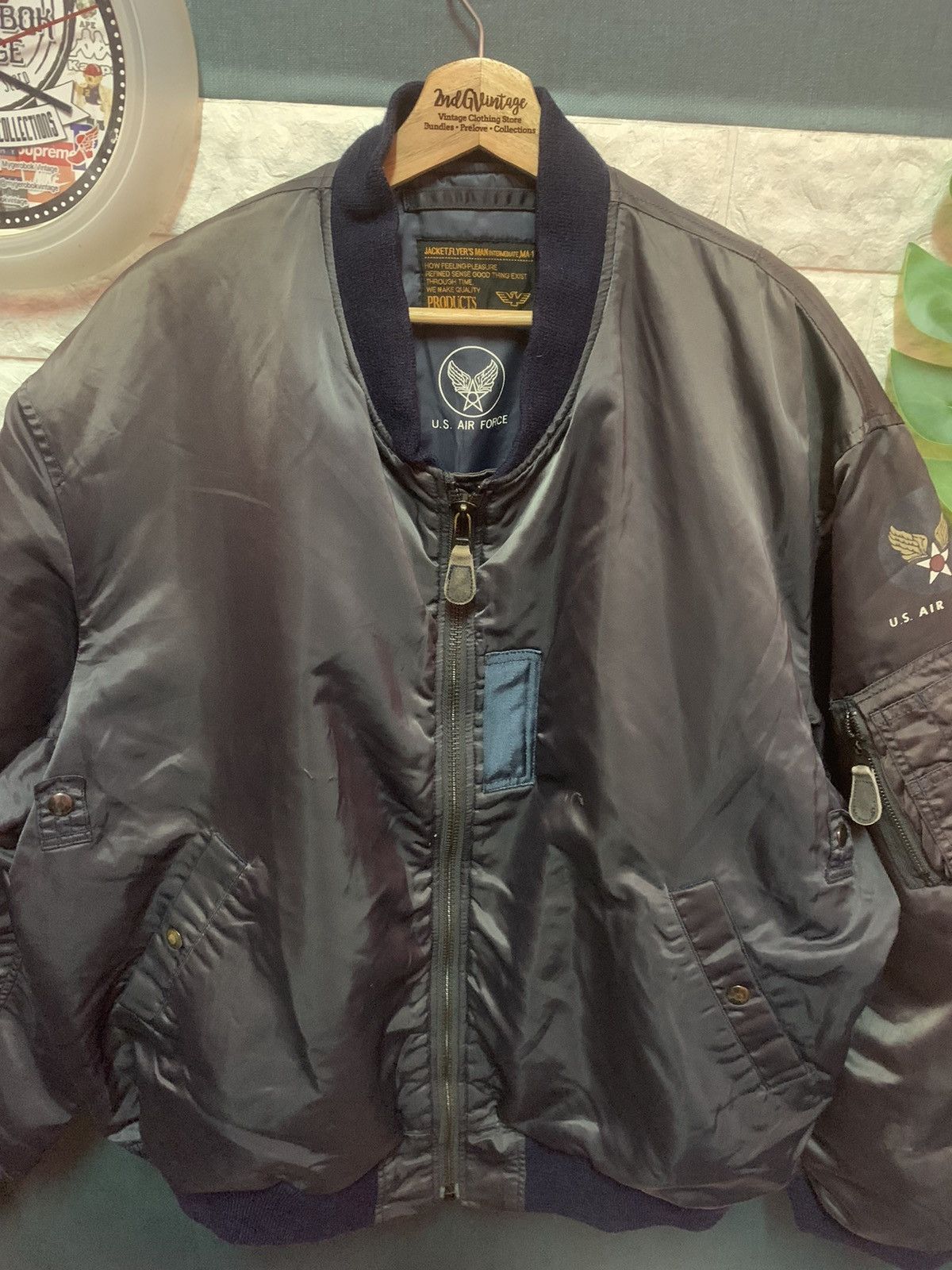 Vintage RARE!! Flight Jacket Bomber U.S Air Force Size US XL / EU 56 / 4 - 3 Thumbnail