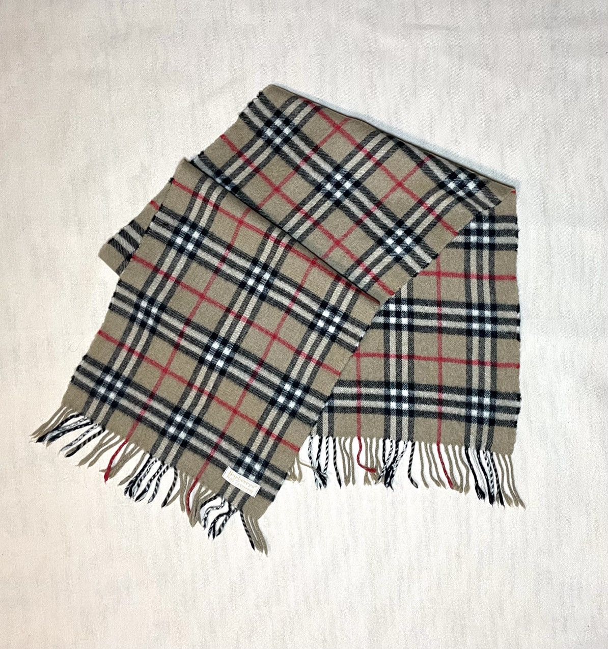 Vintage Burberry London cashmere tartan brown beige scarf Size ONE SIZE - 7 Thumbnail