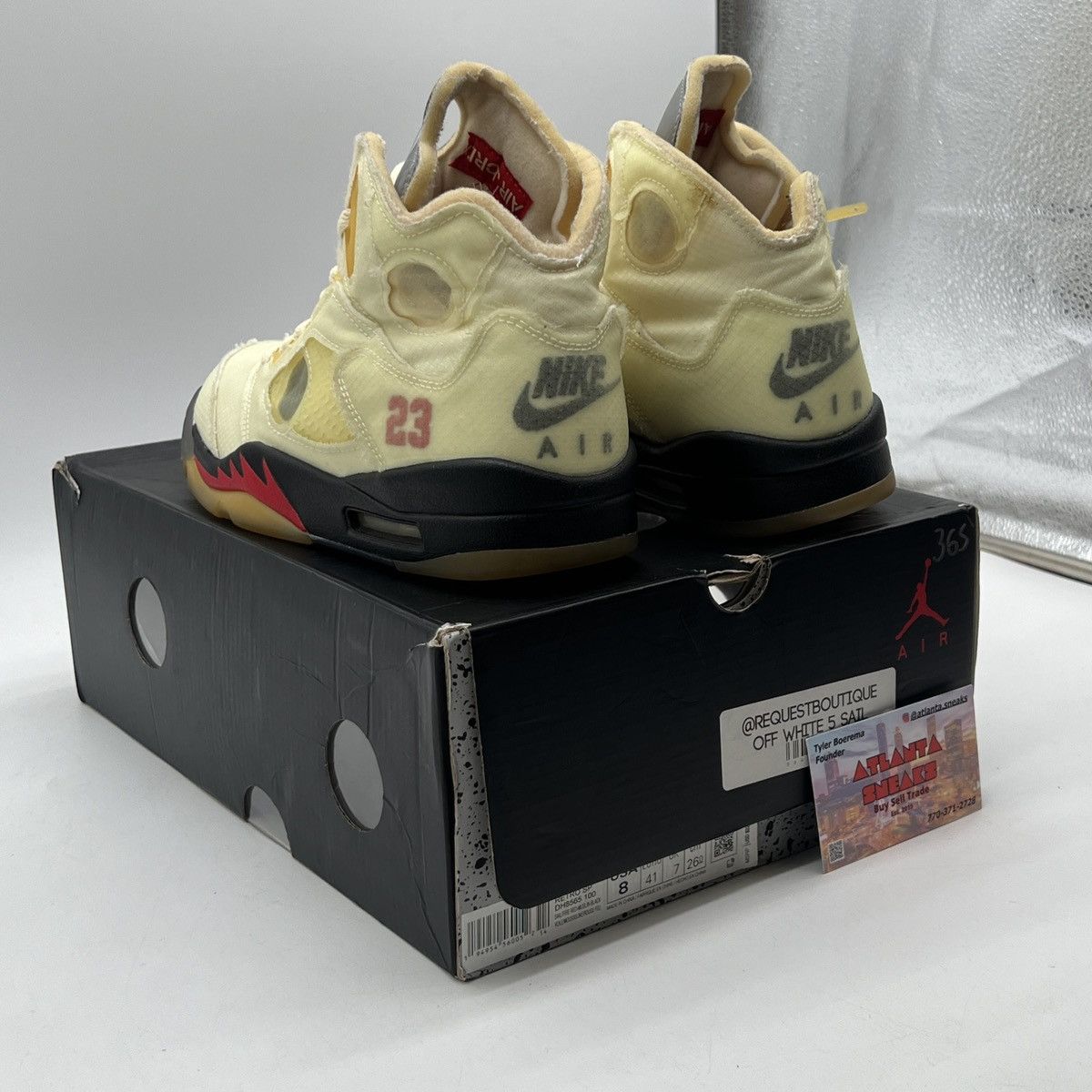 Jordan Brand Off white x air Jordan 5 sail Size US 8 / EU 41 - 4 Thumbnail