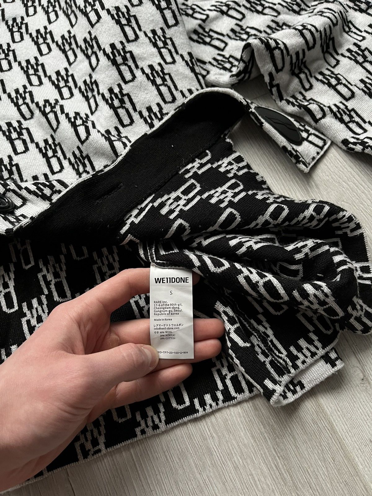 Japanese Brand × WE11DONE We11done Reversible Monogram Logo Wool Knit Jaquard Cardigan Size US S / EU 44-46 / 1 - 9 Thumbnail