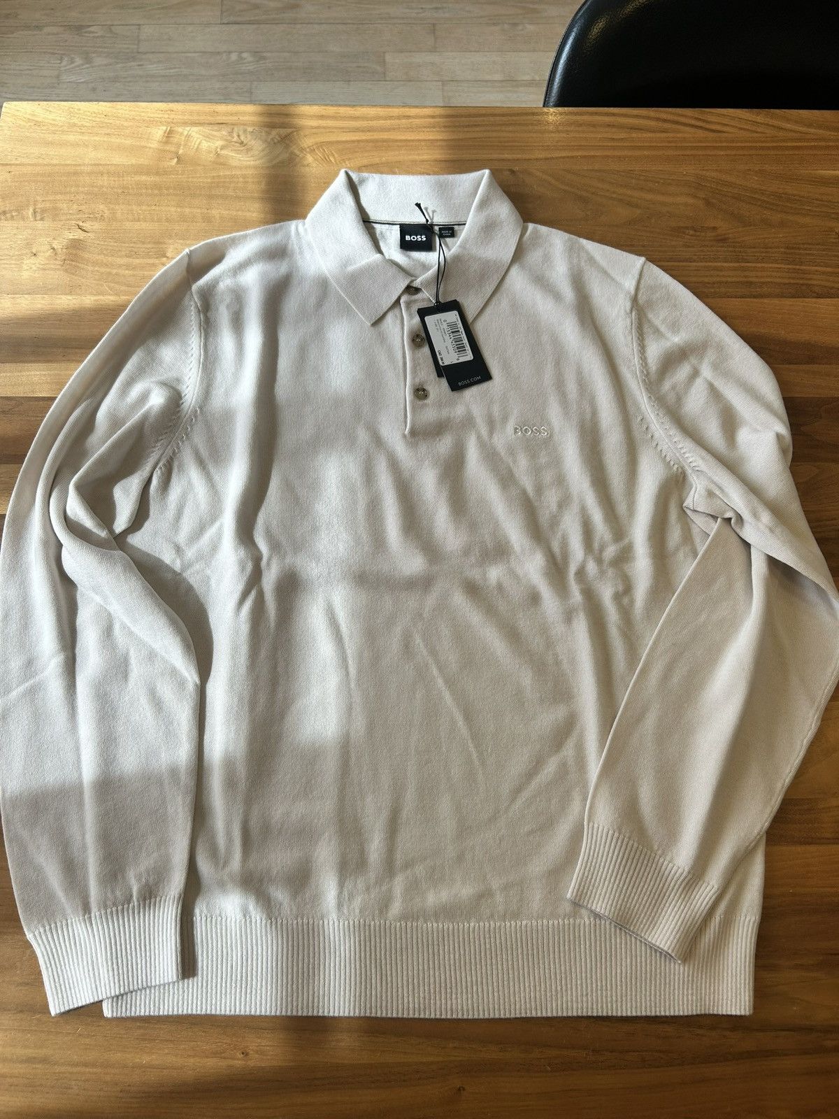 Hugo Boss Hugo Boss longsleeve knit polo in white Size US L / EU 52-54 / 3 - 2 Thumbnail