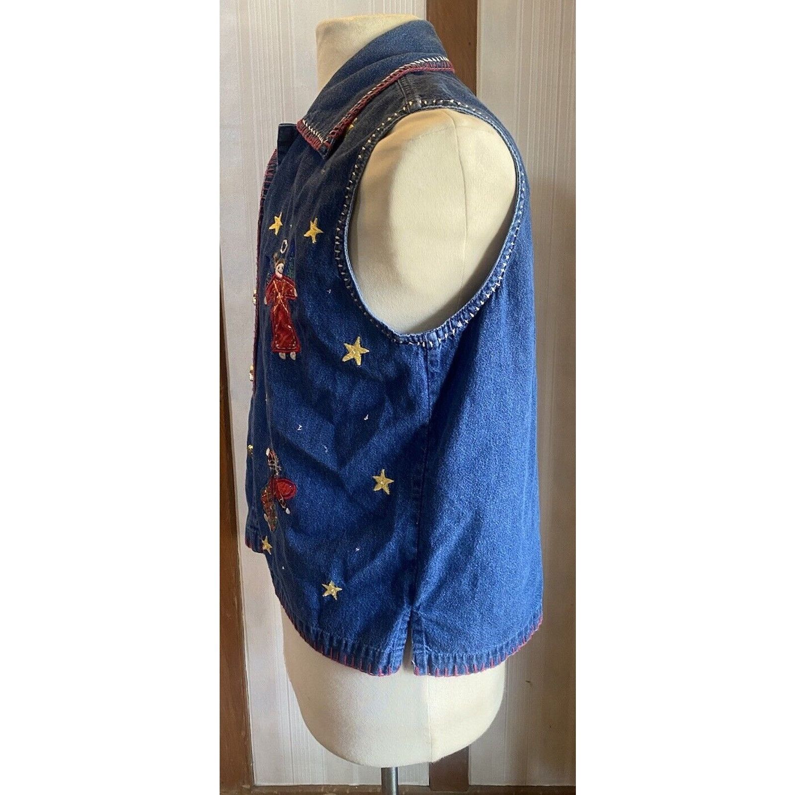 Other VTG Christmas Holiday Angel Denim Vest Women’s 1X Size XXL / US 16-18 / IT 52-54 - 2 Thumbnail