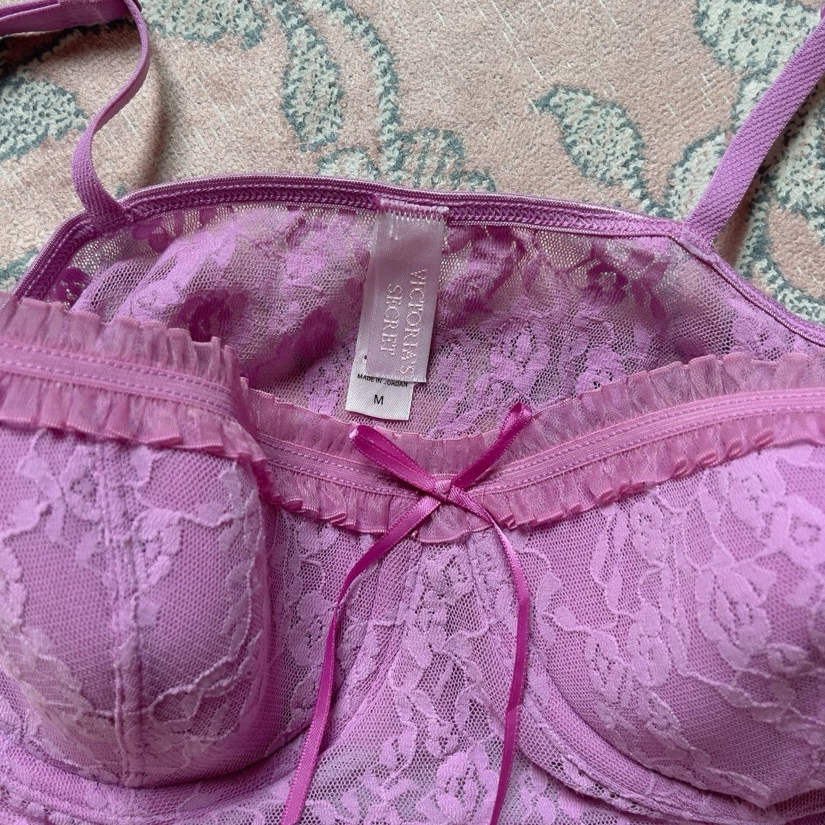 Victoria's Secret Victoria’s Secret Purple Floral Lace Bustier Top (S–M) Size M / US 6-8 / IT 42-44 - 11 Thumbnail