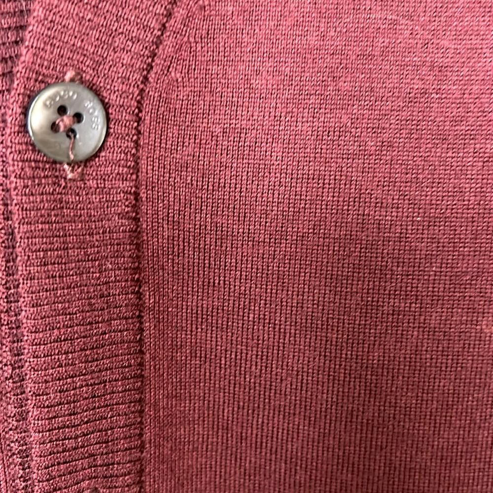 Hugo Boss BOSS - Slim fit - Lg - Plum - Fine Merino S/L Cardi Sweater Size US L / EU 52-54 / 3 - 3 Thumbnail