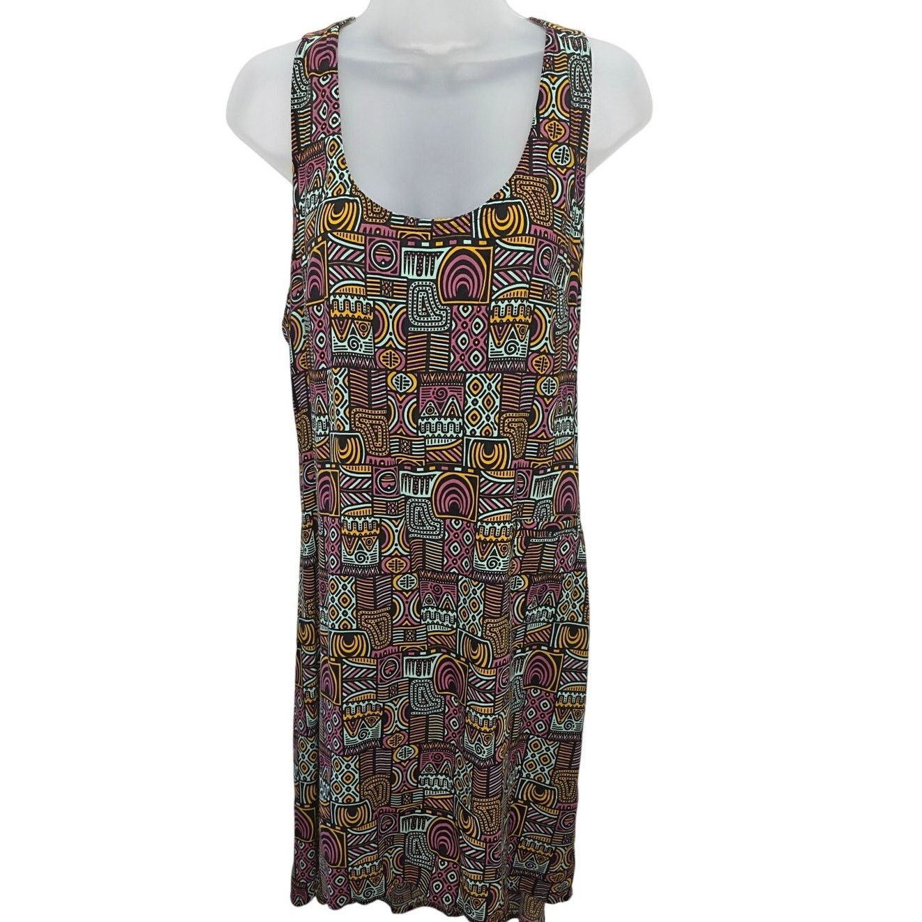 KAVU KAVU Multicolor Geometric Sleeveless Racerback Summer Dress Size S / US 4 / IT 40 - 1 Thumbnail