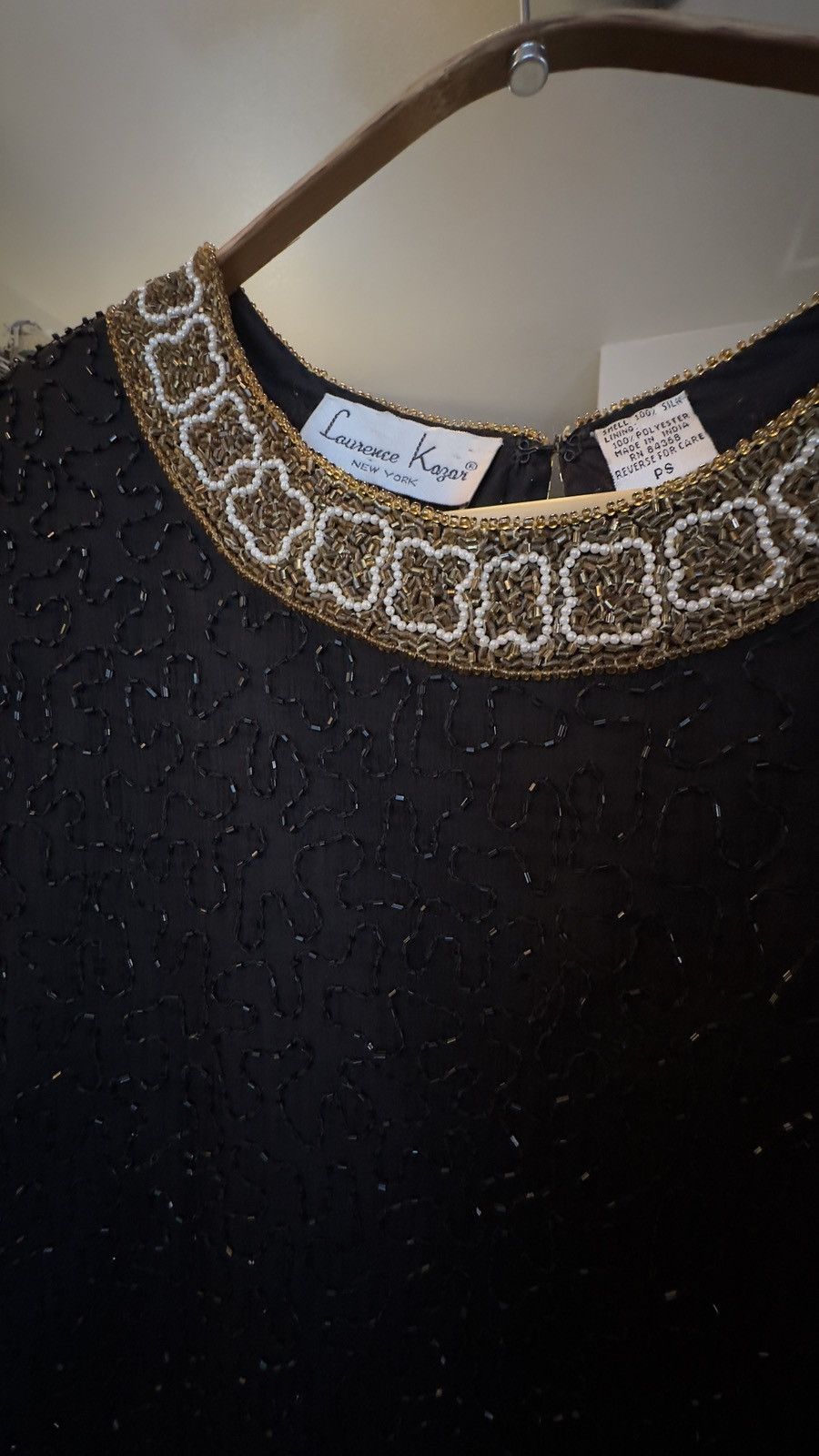 Vintage Silk Vintage Lawrence Kazar black and gold beaded top Size XS / US 0-2 / IT 36-38 - 11 Thumbnail