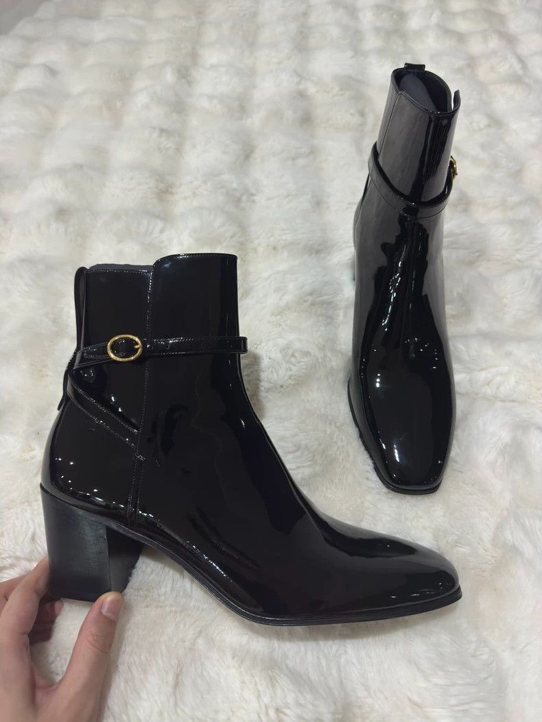 Saint Laurent Paris Saint laurent paris Black and gold buckle boots 2506-Nextar Size US 8 / EU 41 - 1 Thumbnail