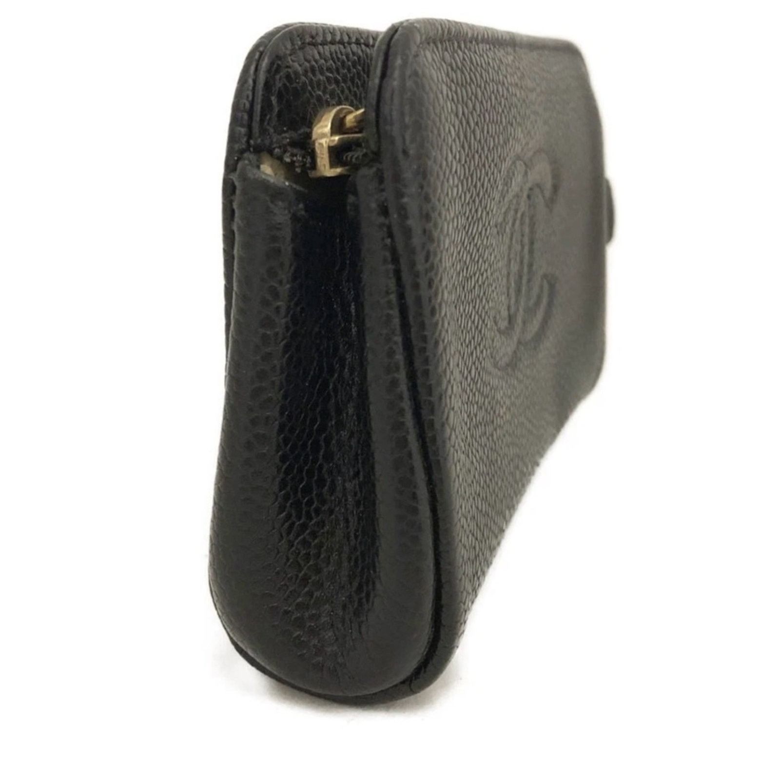 Chanel CHANEL Black Caviar Leather Zip Pouch Cosmetic Card Case Size ONE SIZE - 3 Thumbnail