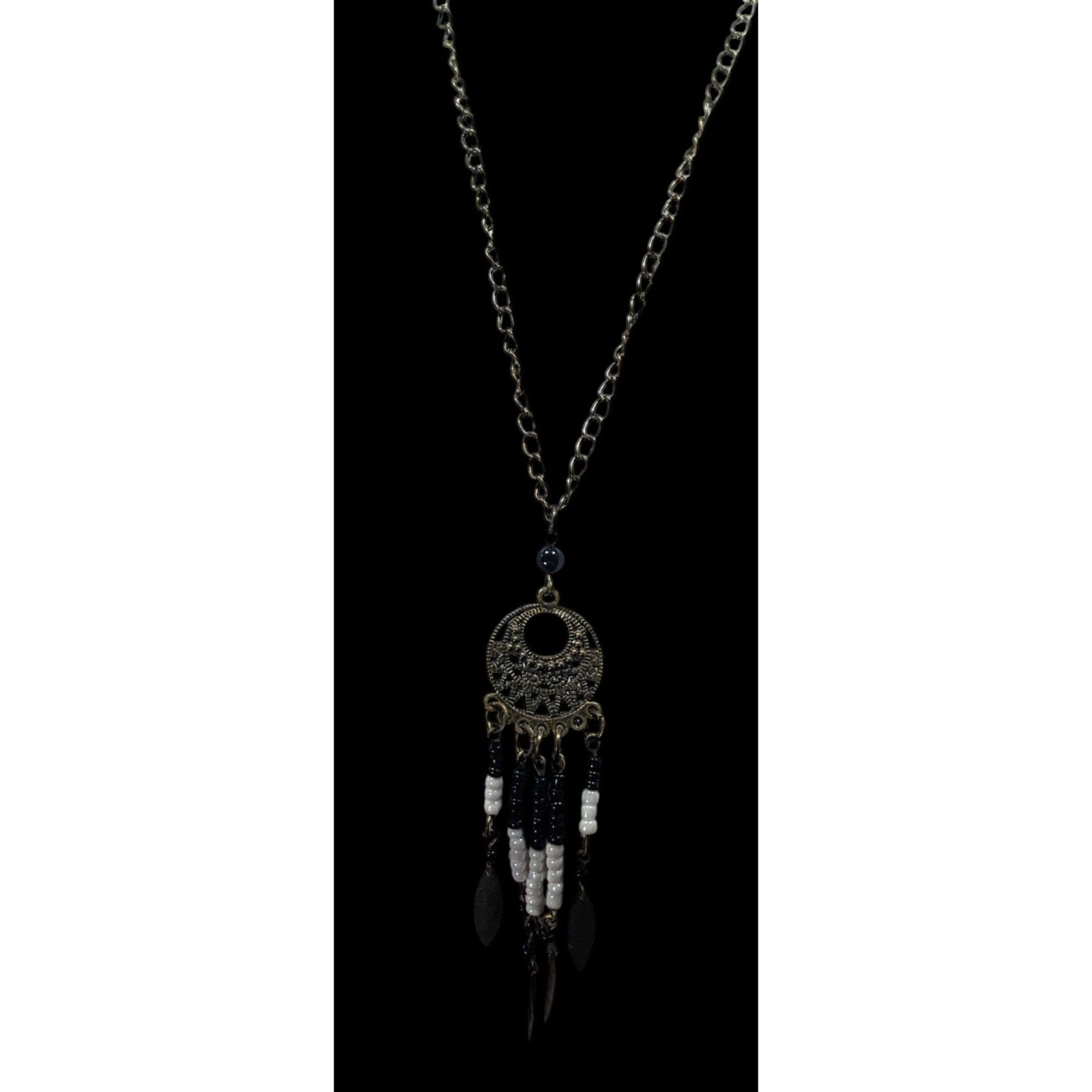 Other Bohemian Glass And Feather Charm Fringe Pendant Necklace Size ONE SIZE - 2 Thumbnail
