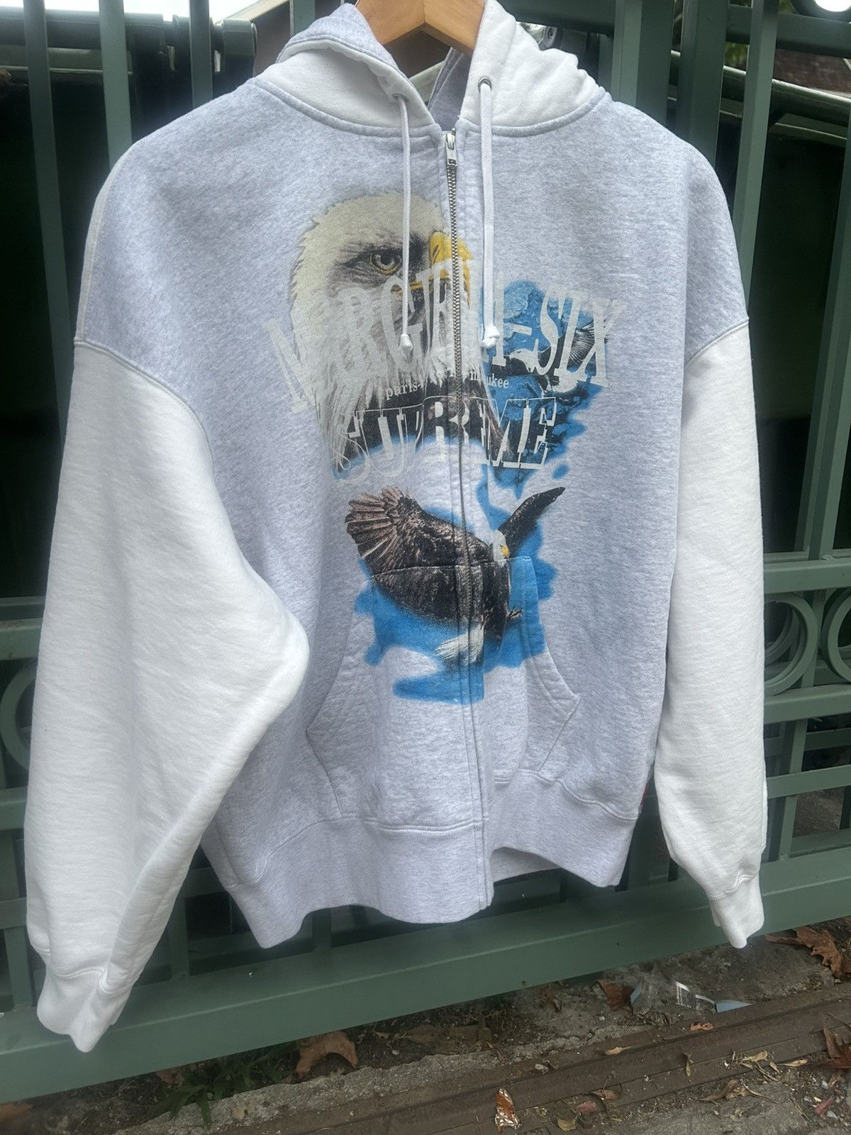Supreme MM6 Maison Margiela Eagle Zip Up Sweatshirt in White