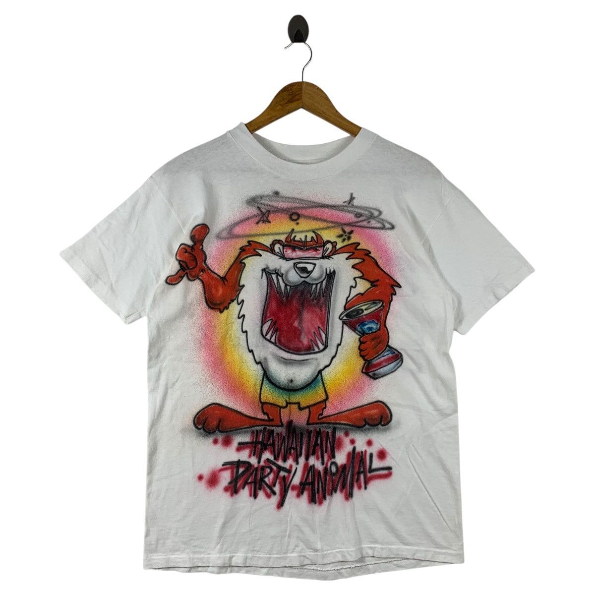 Hanes Vintage 90s TAZ TASMANIAN DEVIL looney tunes cartoon tee Size US L / EU 52-54 / 3 - 1 Thumbnail