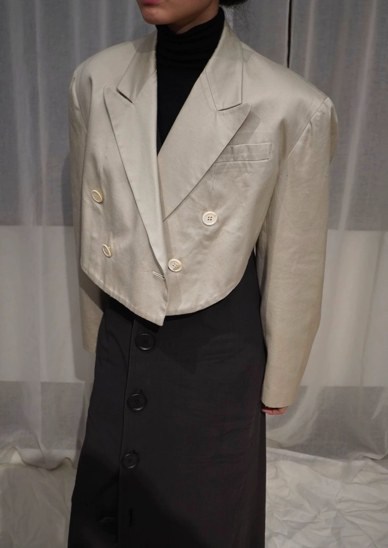 Yohji Yamamoto YOHJI YAMAMOTO 1991 Eggshell Gray Oversized Short Jacket Size ONE SIZE - 5 Thumbnail