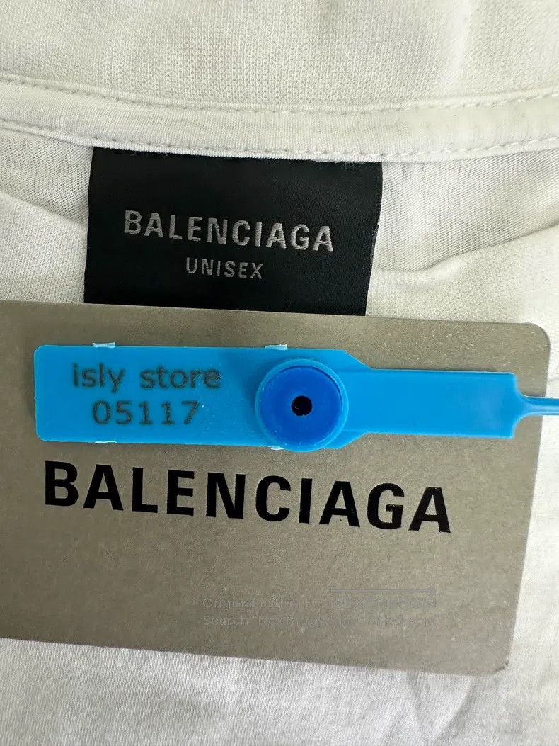 Balenciaga Balenciaga Distressed Blue Logo Letter Pattern Crew Neck S Size US S / EU 44-46 / 1 - 4 Thumbnail