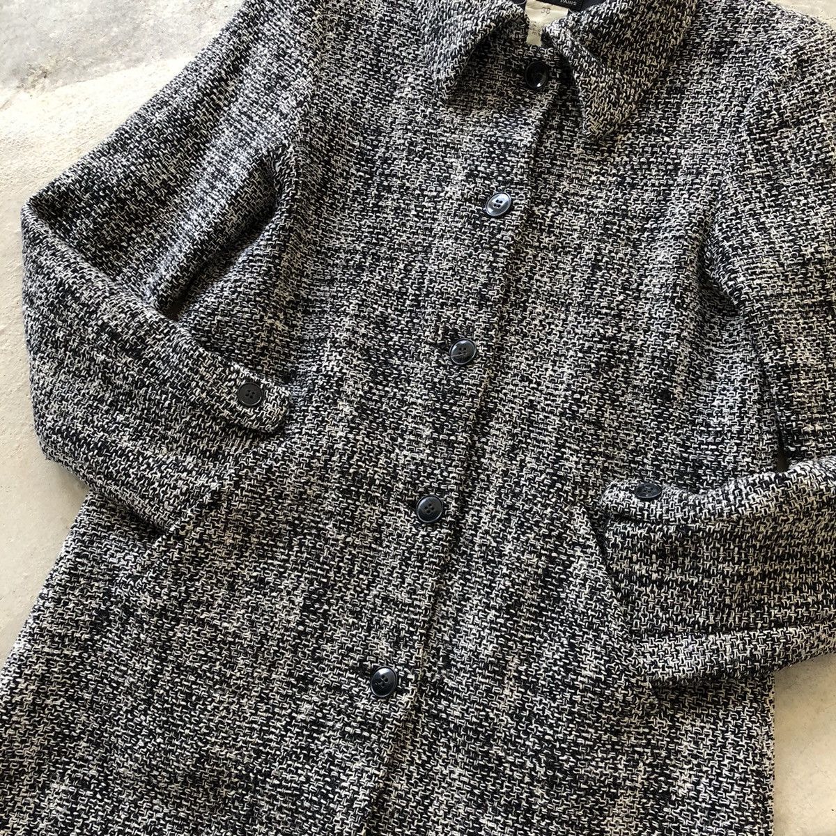 agnes b. AGNES B Tweed Wool Long Coat Jacket Size S / US 4 / IT 40 - 6 Thumbnail