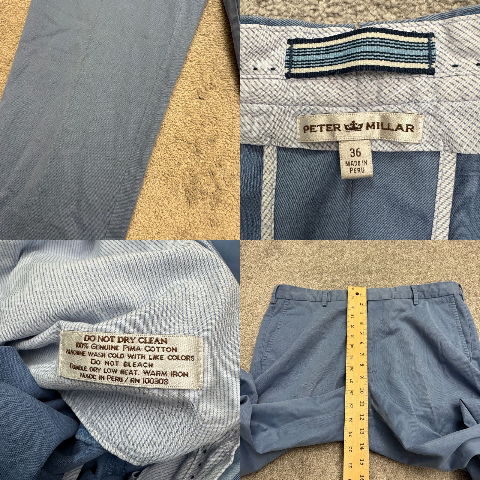 Peter Millar VINTAGE Peter Millar Men's Chino Pants Size 36 Blue Regular Fit Straight Leg Cotton Size US 36 / EU 52 - 8 Thumbnail