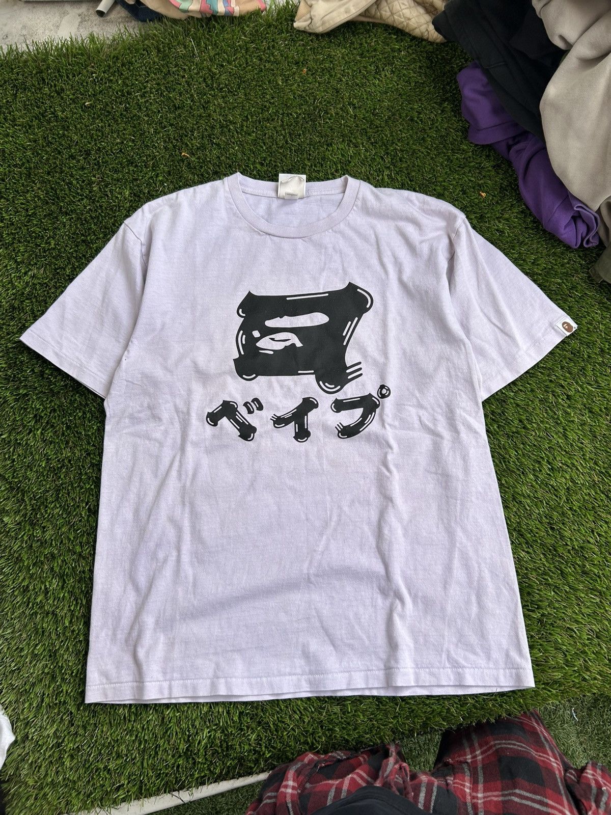 Bape BAPE Kanji Paintbrush Pale Purple Tee Size US XL / EU 56 / 4 - 2 Thumbnail