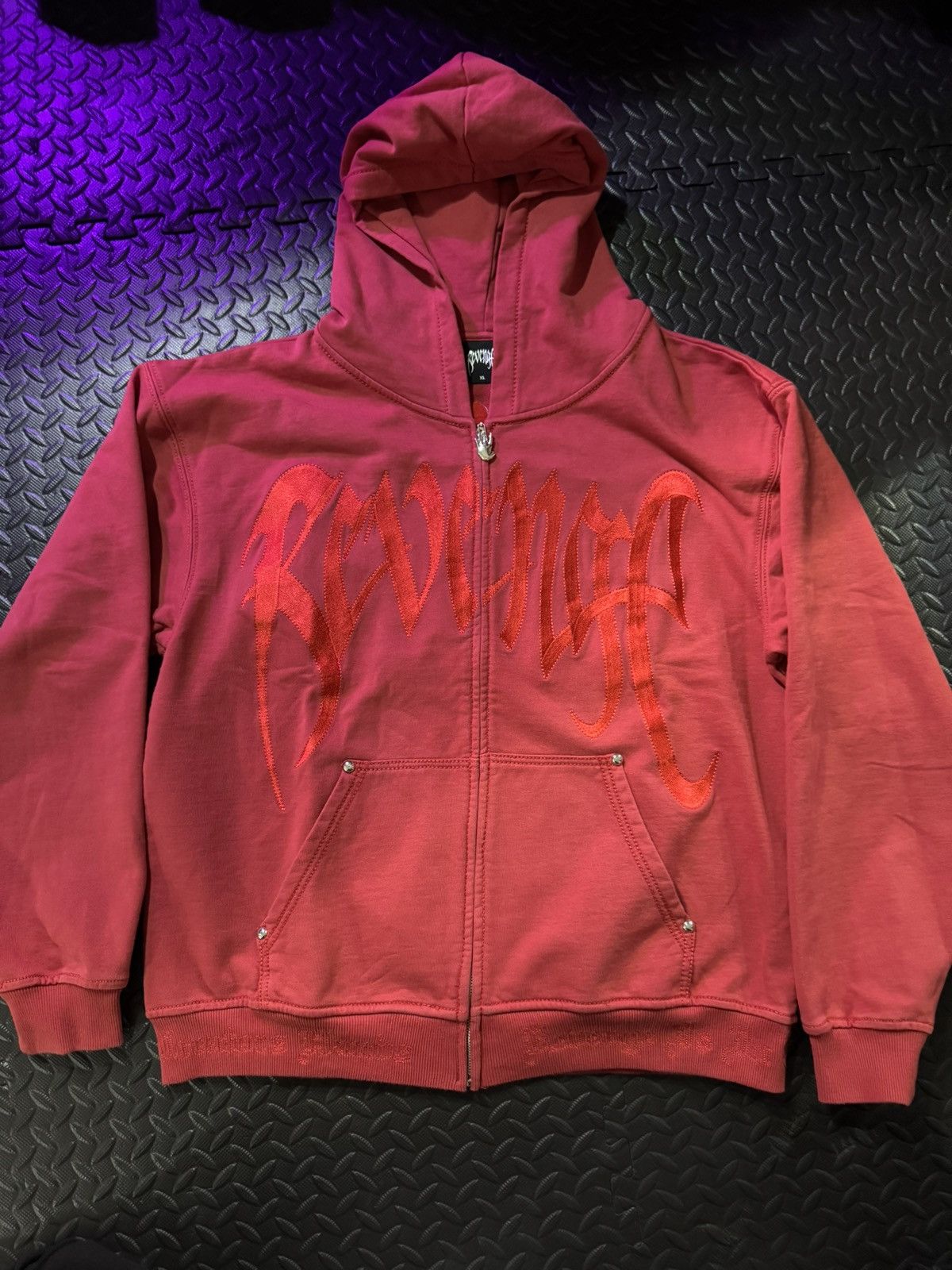 Revenge Revenge X Kill Contrast Zip Hoodie White/Pink | Grailed
