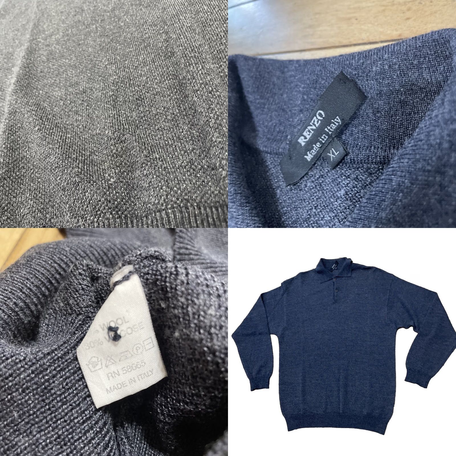 Vintage VINTAGE RENZO Wool Grandpa Knit Sweater Men XL Blue Pique Knit Thermal Preppy Hole Ireland Size US XL / EU 56 / 4 - 10 Thumbnail