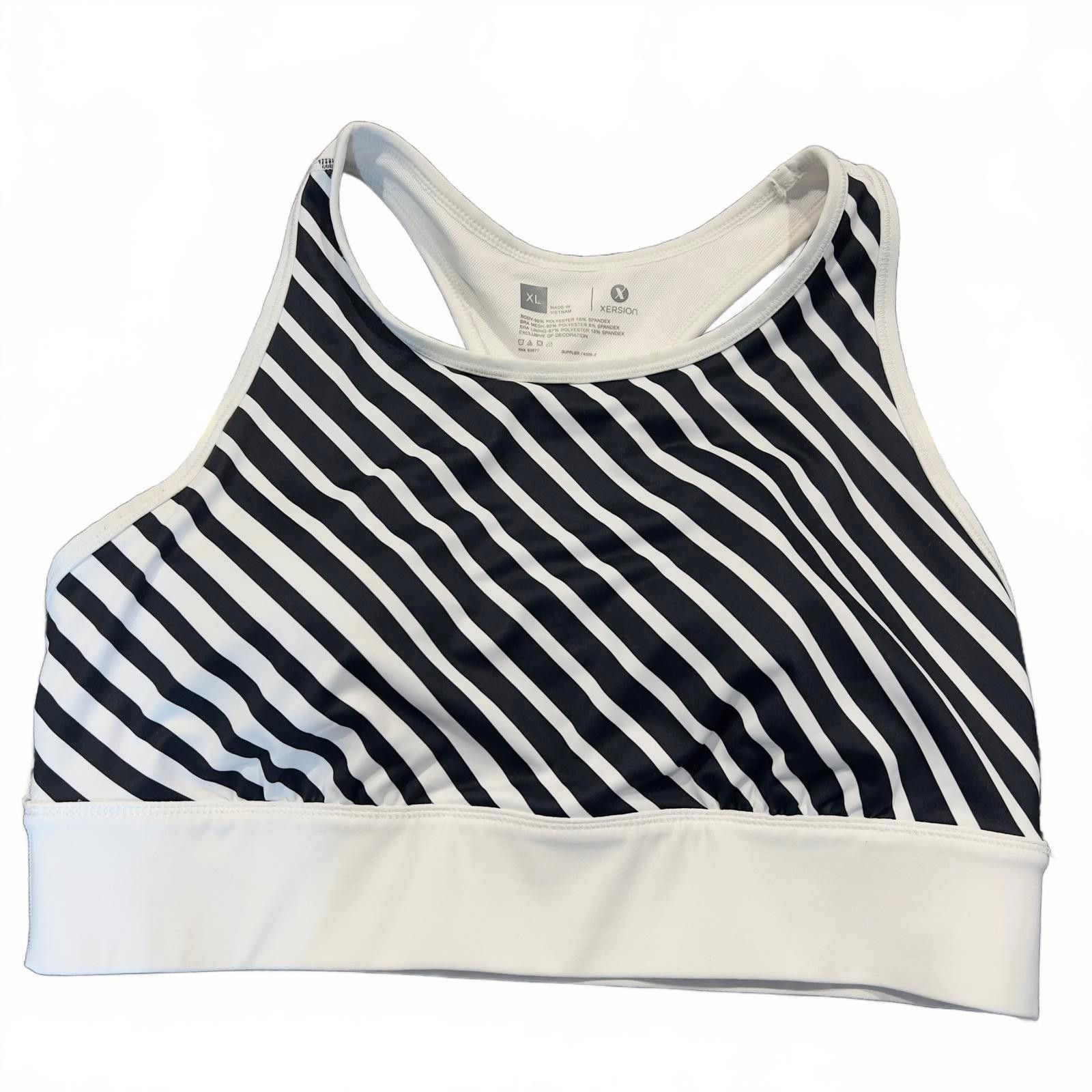 Other Xersion Women's Black and White Striped Sports Bra, XL Size ONE SIZE - 1 Thumbnail