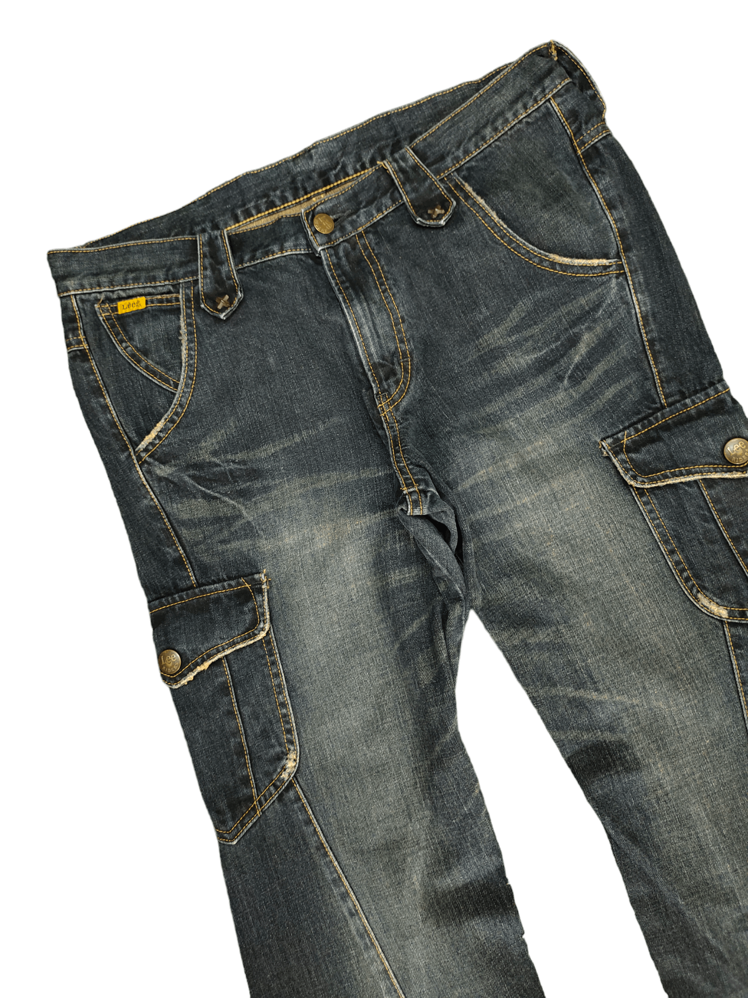 If Six Was Nine Flare Jeans Lee Spiral Cut Cargo Boot Cut Y2k Goa Style Size US 33 - 5 Thumbnail