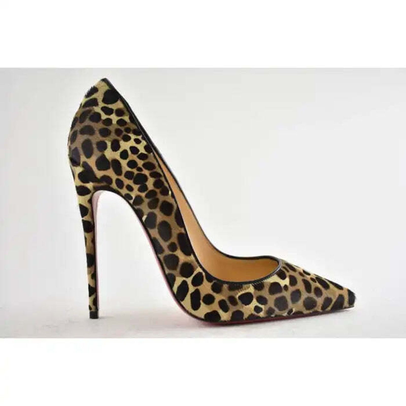 Christian Louboutin So Kate 120 Pony Fur Leopard Black Brown Heel Pump 37.5 Size US 7.5 / IT 37.5 - 2 Thumbnail