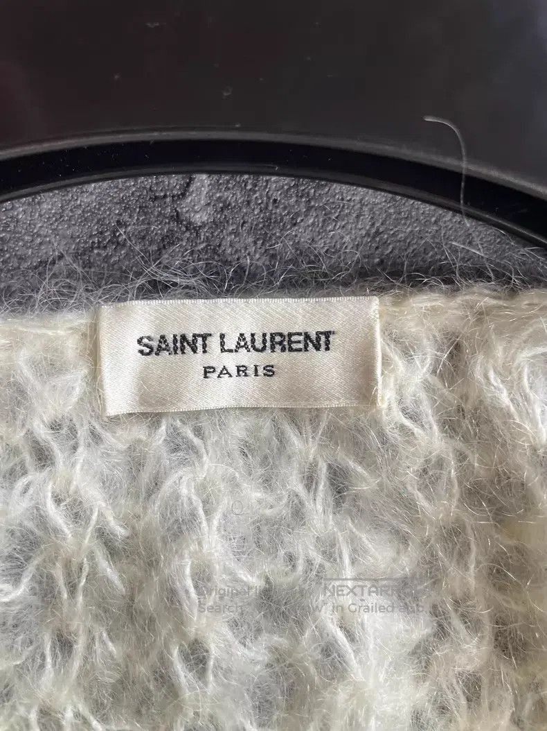 Saint Laurent Paris Saint Laurent Paris White Openwork Feather Pattern Wool Kn Size US M / EU 48-50 / 2 - 6 Thumbnail