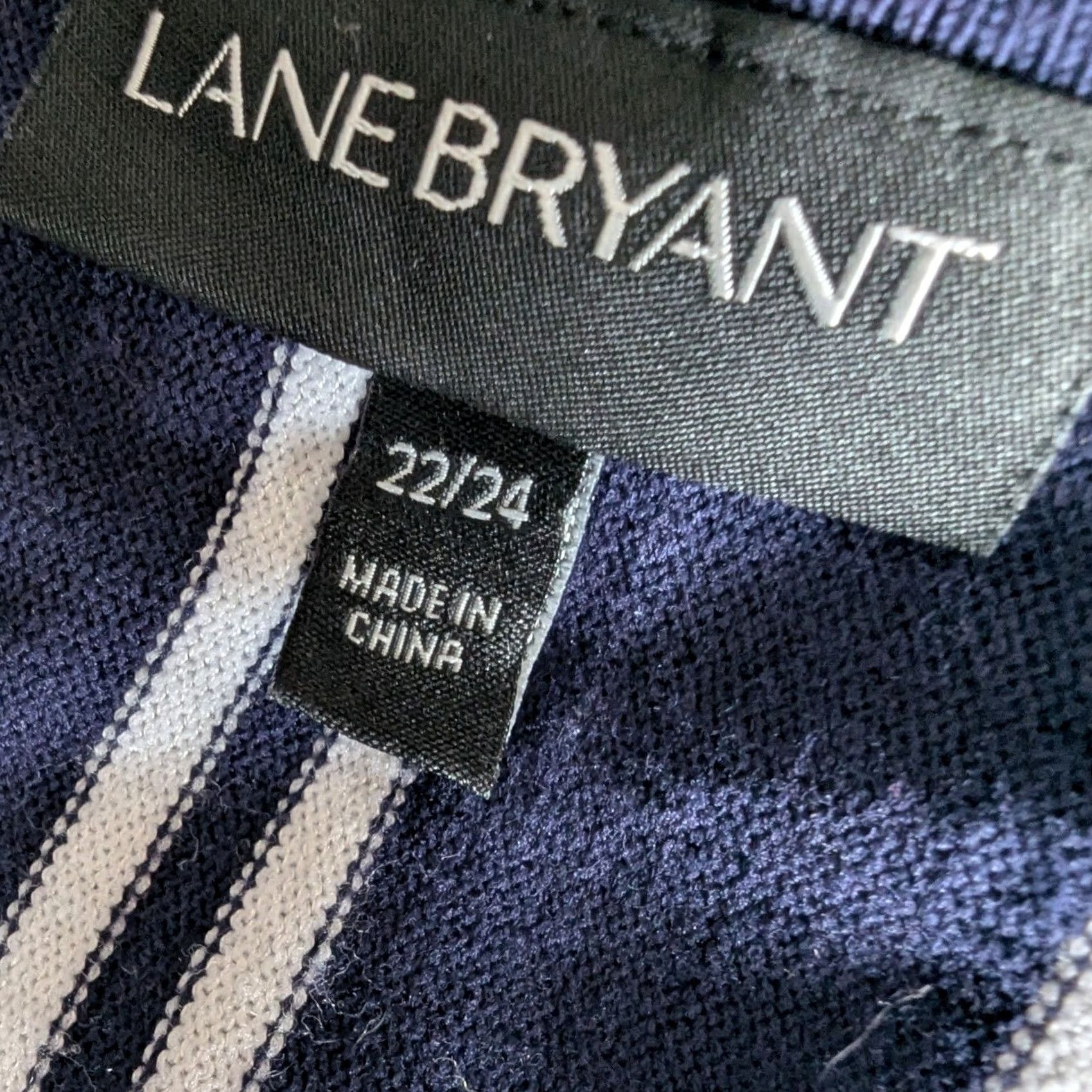 Vintage Lane Bryant Navy Blue White Chevron Striped V-Neck Sweater 3/4 Sleeve Sz 22/24 Womens Plus Size Knit Pullover Lightweight All Seasons Casual Workwear Size 3XL / US 20-22 - 7 Thumbnail