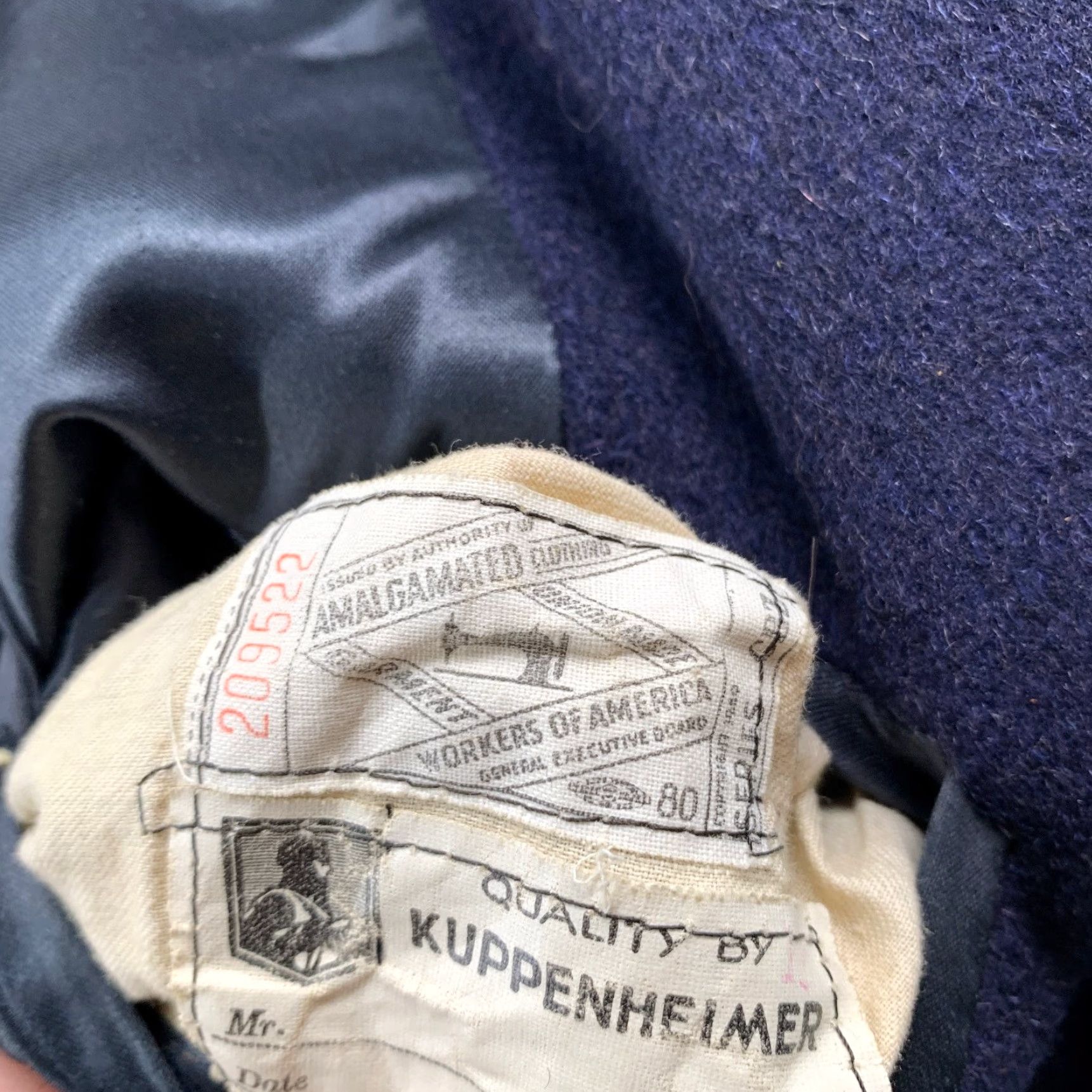 Vintage VINTAGE Kuppenheimer Wool Overcoat 40s 50s Mens 42 Navy Blue Made Union USA Jacket Coat Long Wool Solid Button Winter Fall Women? No gender. Size US XS / EU 42 / 0 - 7 Thumbnail