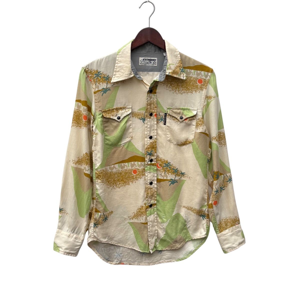 HOLLYWOOD RANCH MARKET H R Market All Over Print Rayon Pearl Snap Button Shirt Size US XS / EU 42 / 0 - 1 Thumbnail