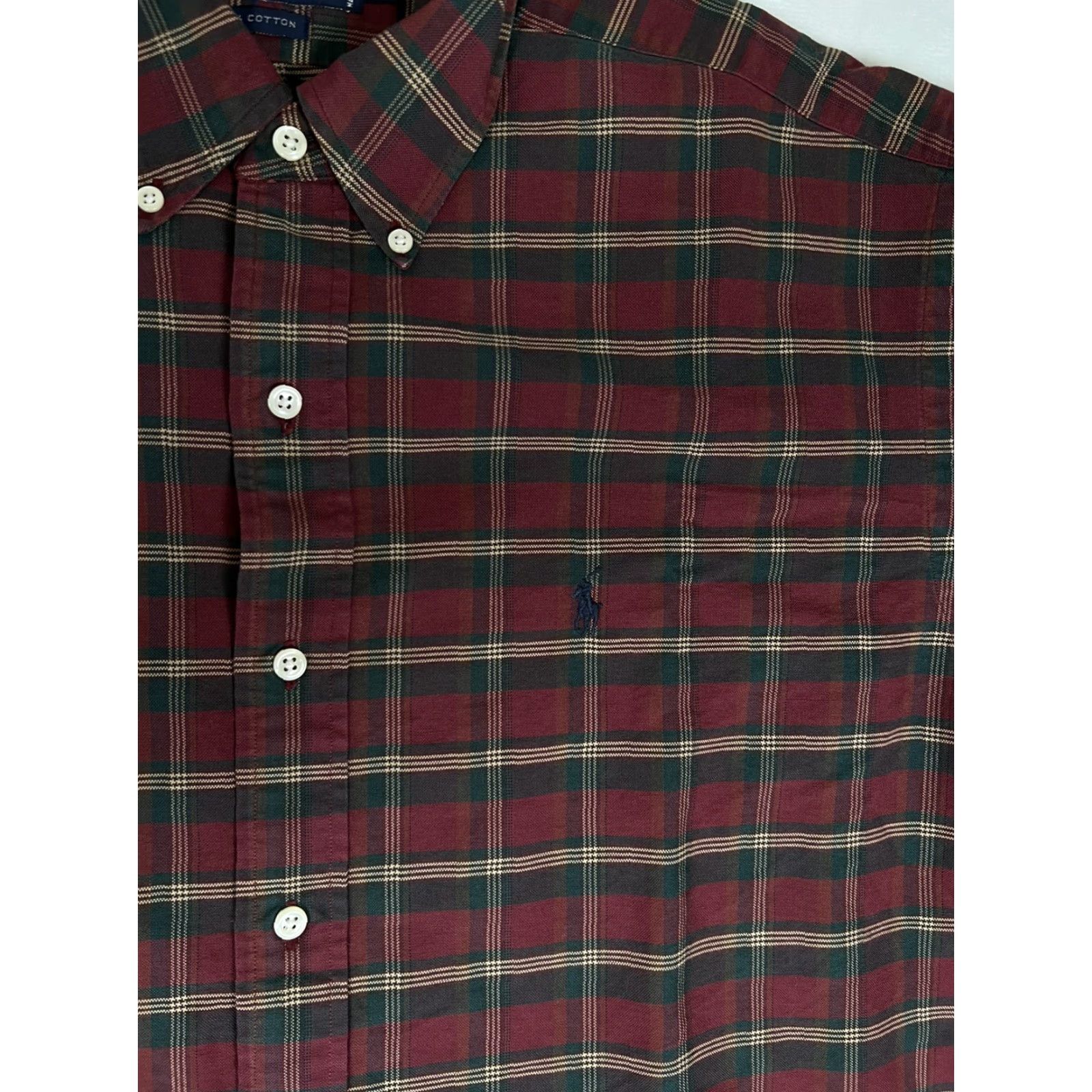 Polo Ralph Lauren VINTAGE Ralph Lauren Button-Up Plaid Long Sleeve Shirt Red Green Tan 2XL Men Size US XXL / EU 58 / 5 - 4 Thumbnail