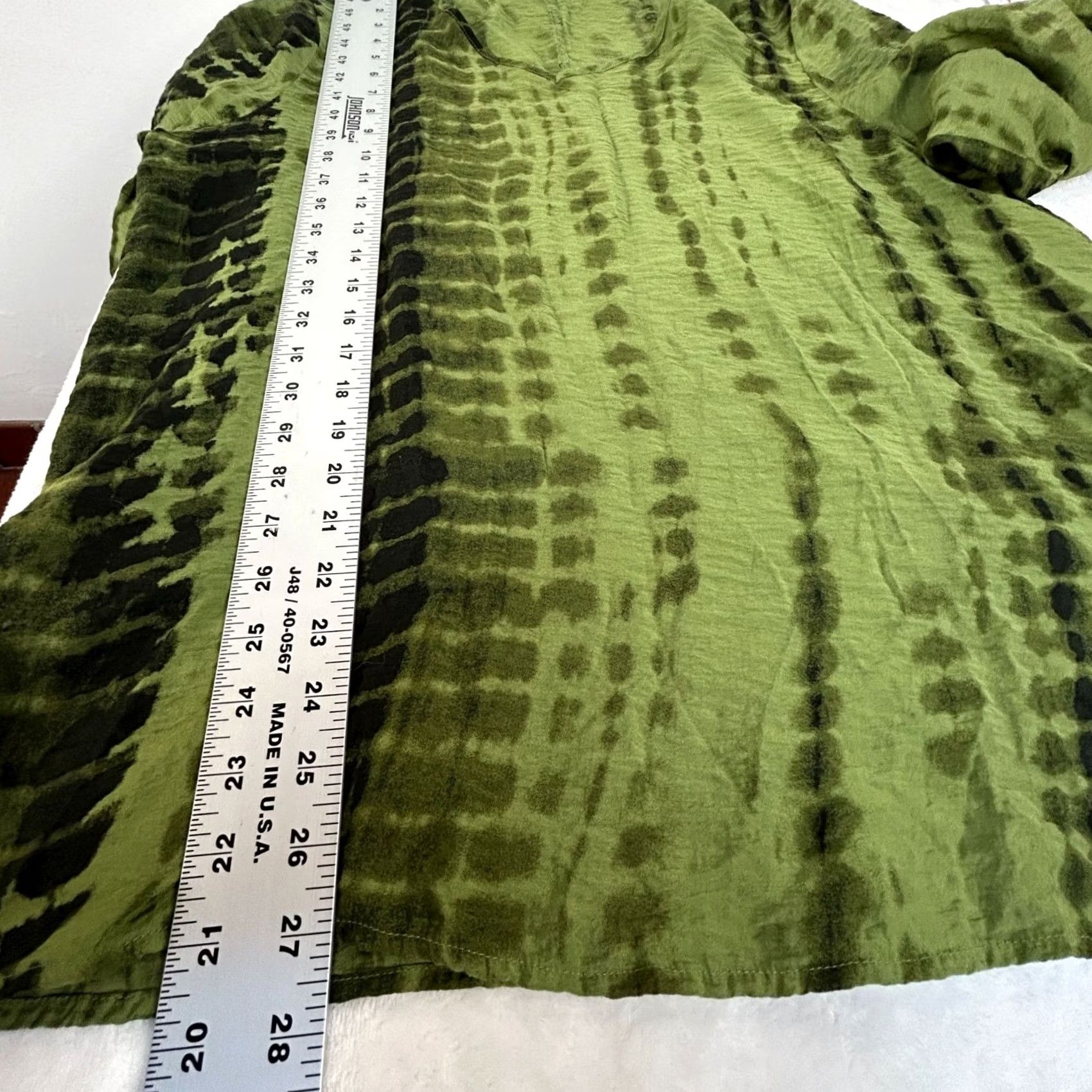 Vintage Ali Miles Blouse Top Large Green Tie-Dye 3/4 Sleeve Button Back Detail Womens Size L / US 10 / IT 46 - 6 Thumbnail
