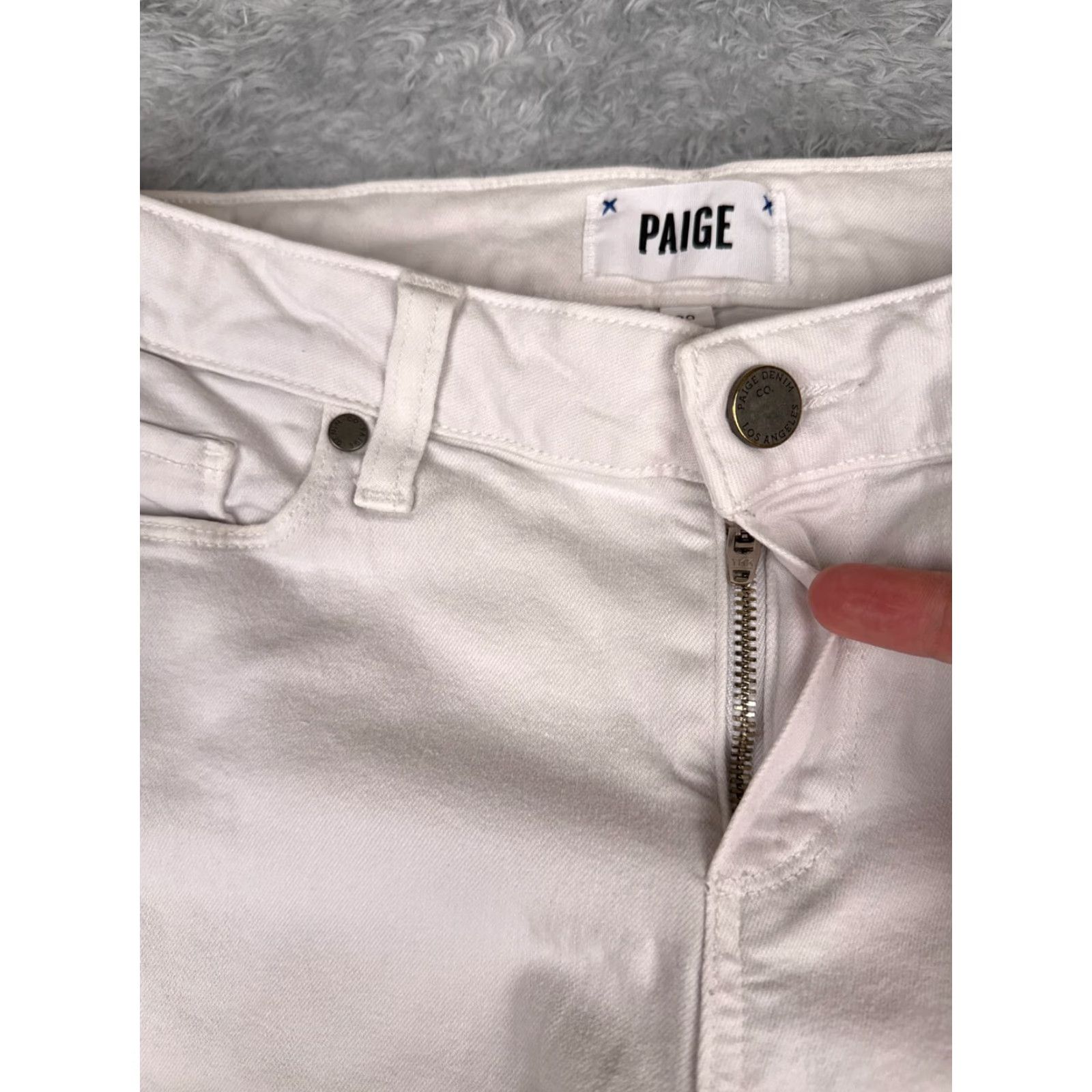 Anthropologie VINTAGE Anthropologie Paige Skinny Jeans Women 29 White Denim Crop Spring Summer Fall Winter Adult Slim Fit 5-Pocket Gu Size 29" - 5 Thumbnail