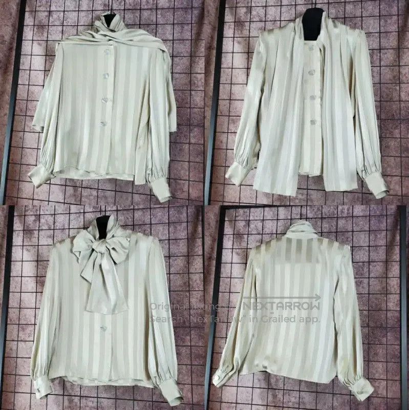 Givenchy Givenchy Spring Green Silk Striped Blouse . Size S / US 4 / IT 40 - 1 Thumbnail
