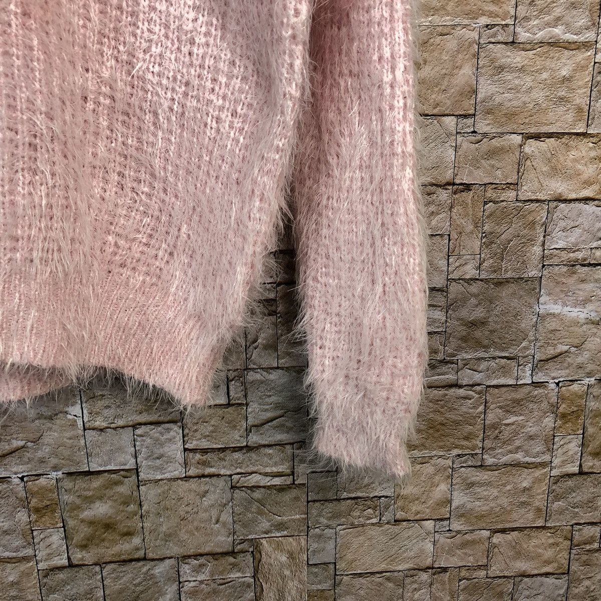 Japanese Brand Blue Stripe Pink Shag Shaggy Fur Mohair Knitwear #A491 Size L / US 10 / IT 46 - 8 Thumbnail