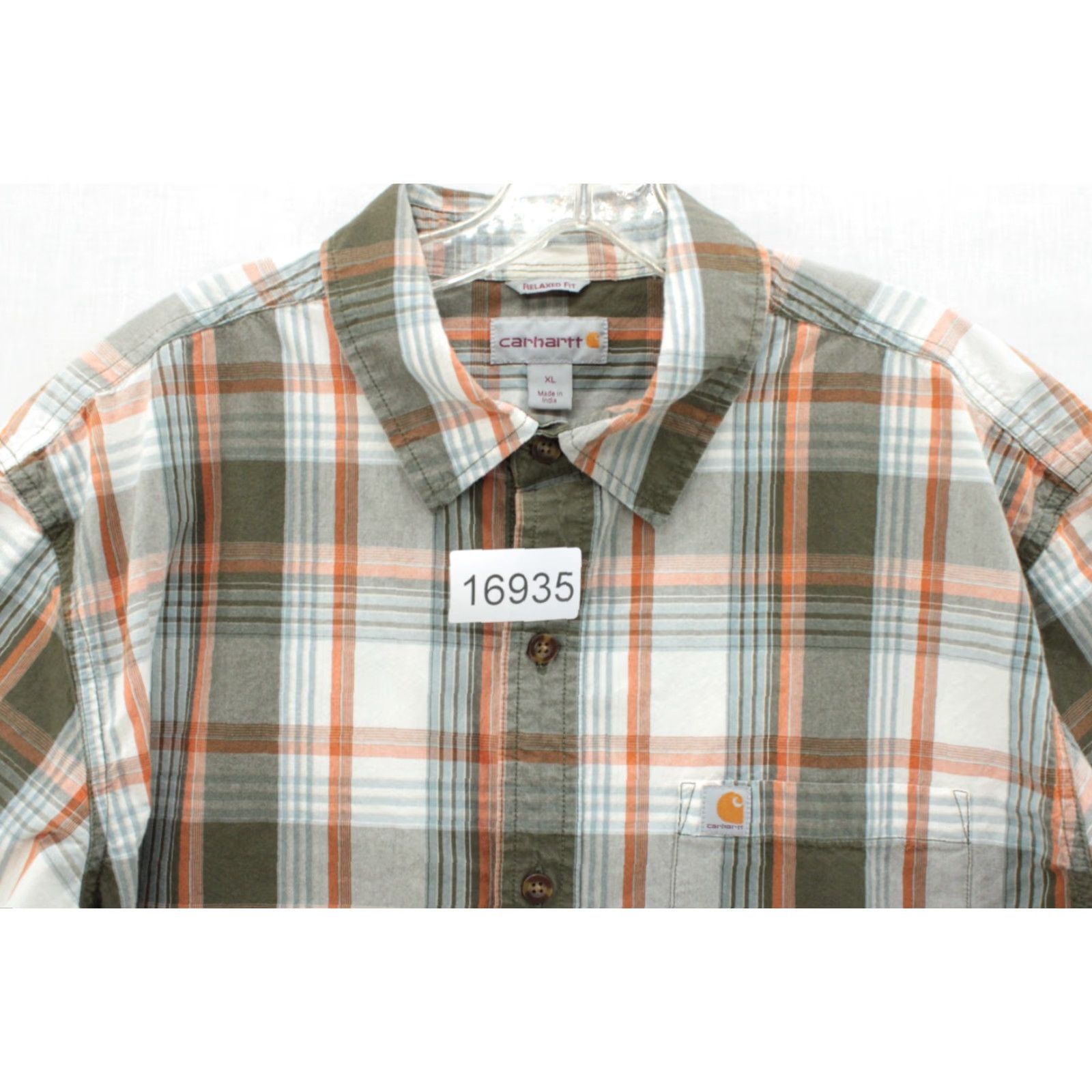 Carhartt Carhartt Shirt Mens XL Brown Plaid Short Sleeve Relaxed Fit Work Ranch Farmer Shirt Button-Up Casual Wear Mens XL Brown Plaid Workwear Size US XL / EU 56 / 4 - 7 Thumbnail