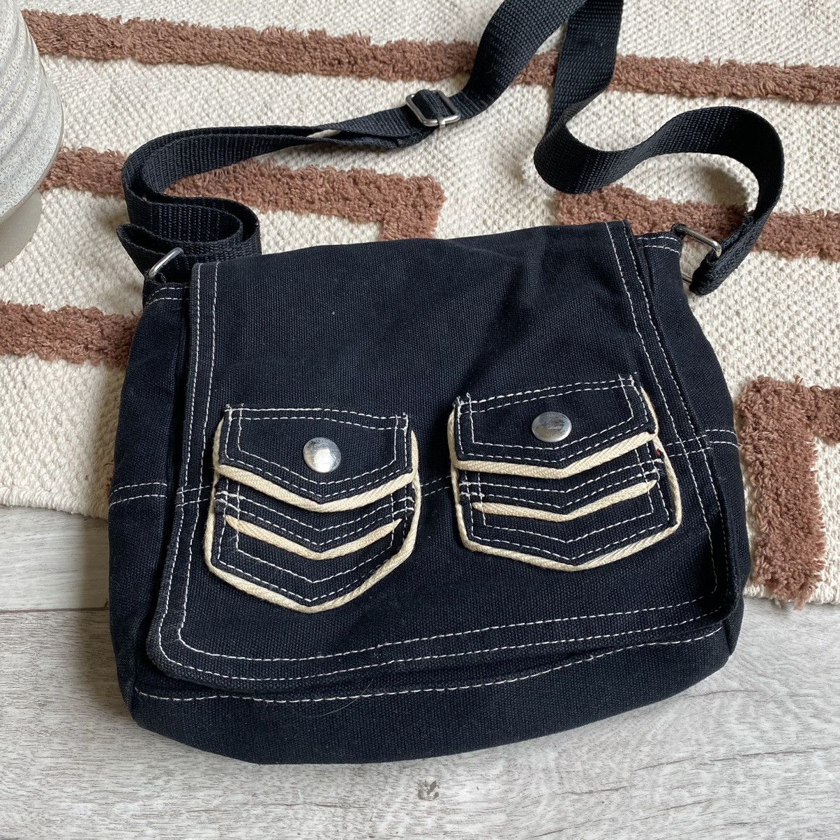Japanese Brand VINTAGE JAPANESE STYLE HEAVY COTTON POCKETS CROSSBODY BAG Size ONE SIZE - 2 Thumbnail