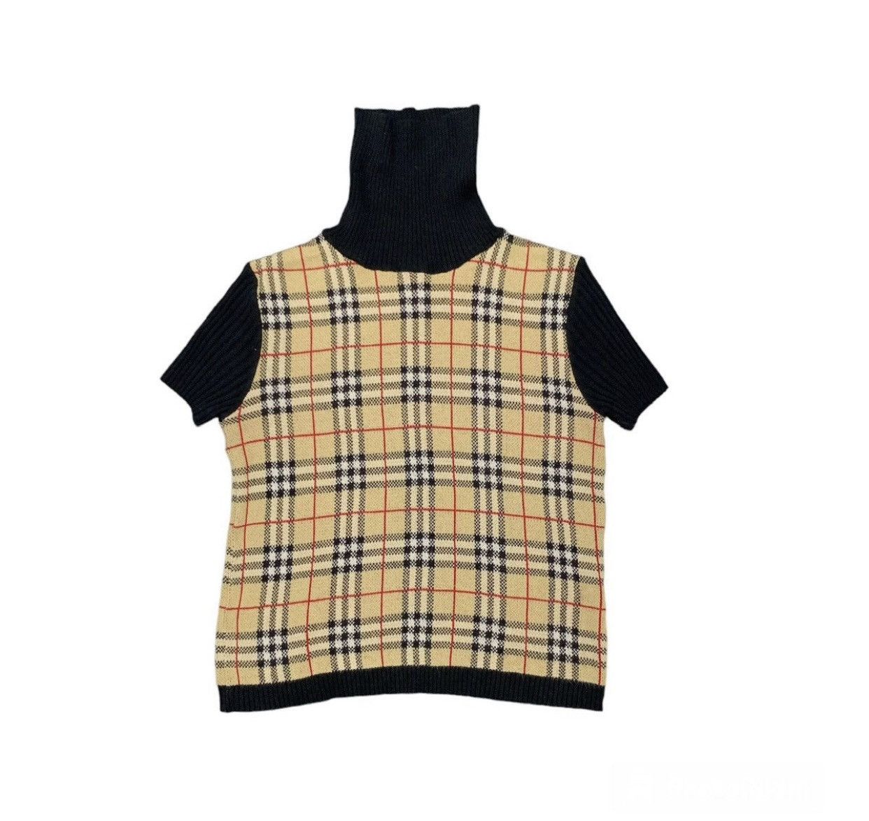 Burberry Vintage Burberry Nova Check Mock Neck Short Sleeve Sweater Size M / US 6-8 / IT 42-44 - 1 Thumbnail