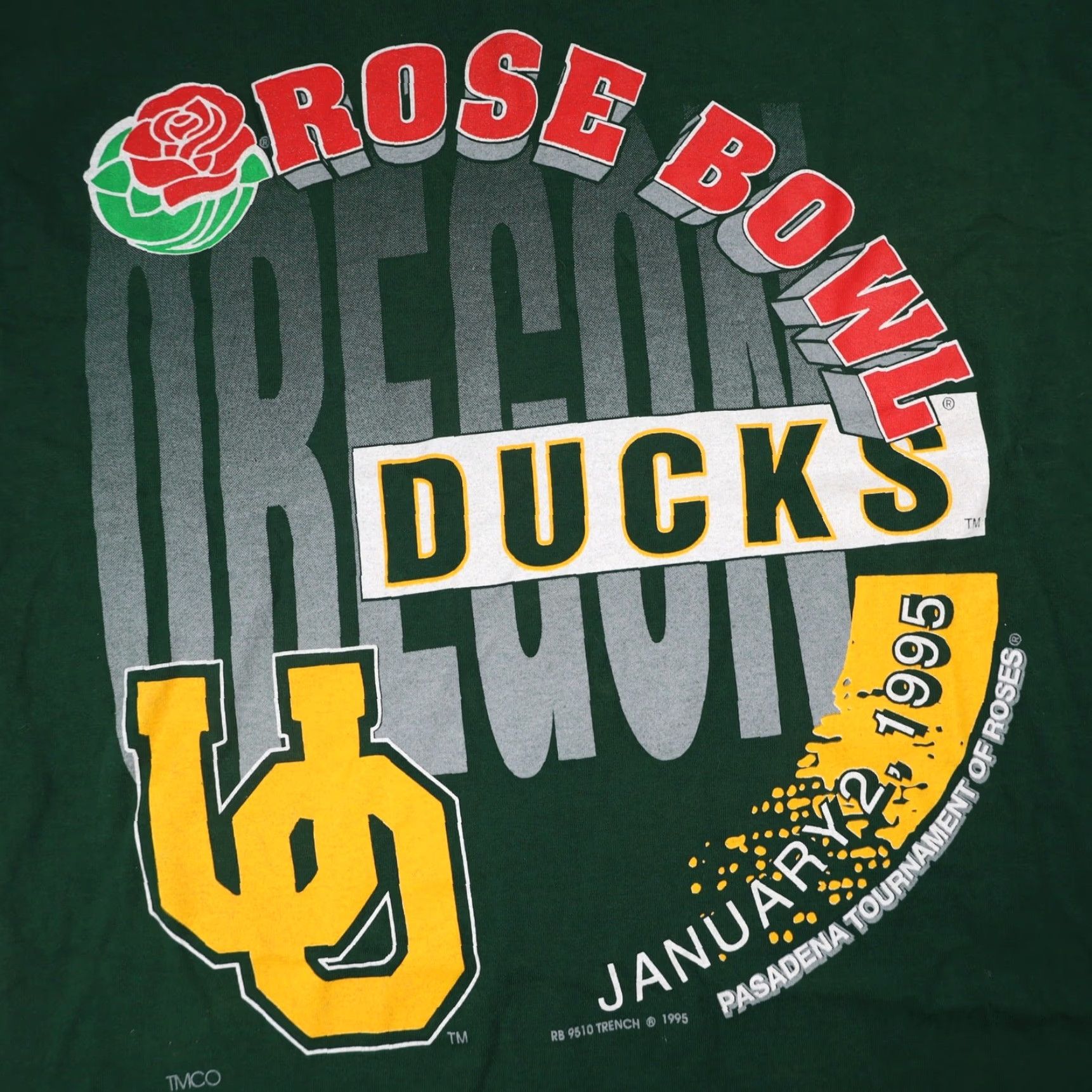 Vintage VINTAGE 1995 University of Oregon Ducks Rose Bowl Graphic T shirt XL Mens Green Size US XL / EU 56 / 4 - 4 Thumbnail