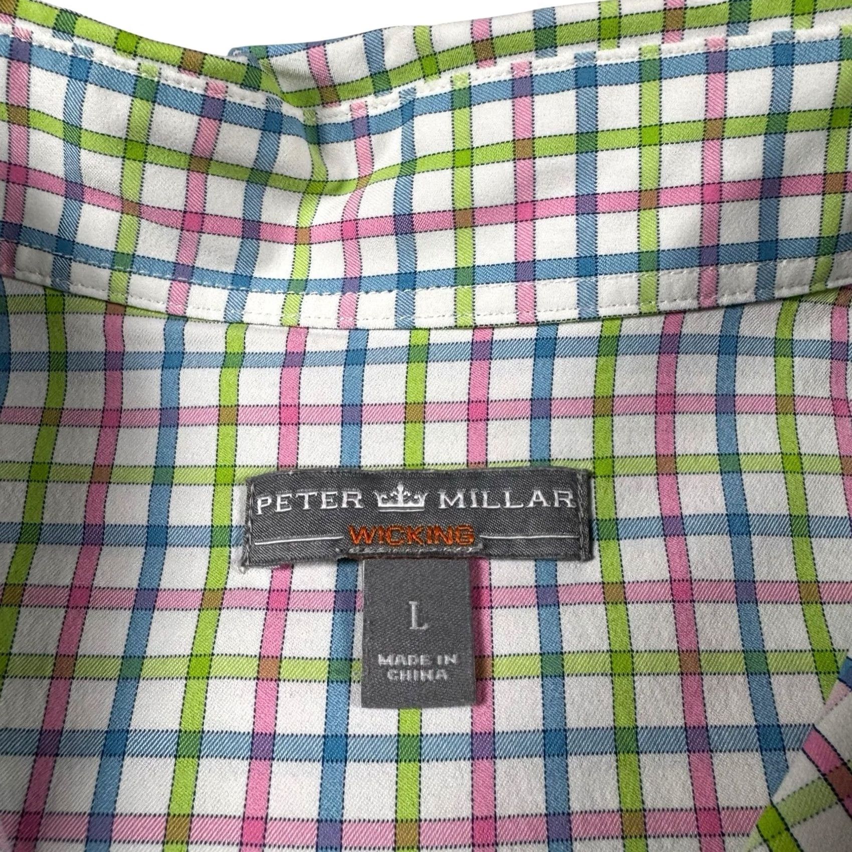 Peter Millar Peter Millar Shirt Men's L Wicking Preppy Check Long Sleeve Button Nylon Spandex Size US L / EU 52-54 / 3 - 4 Thumbnail