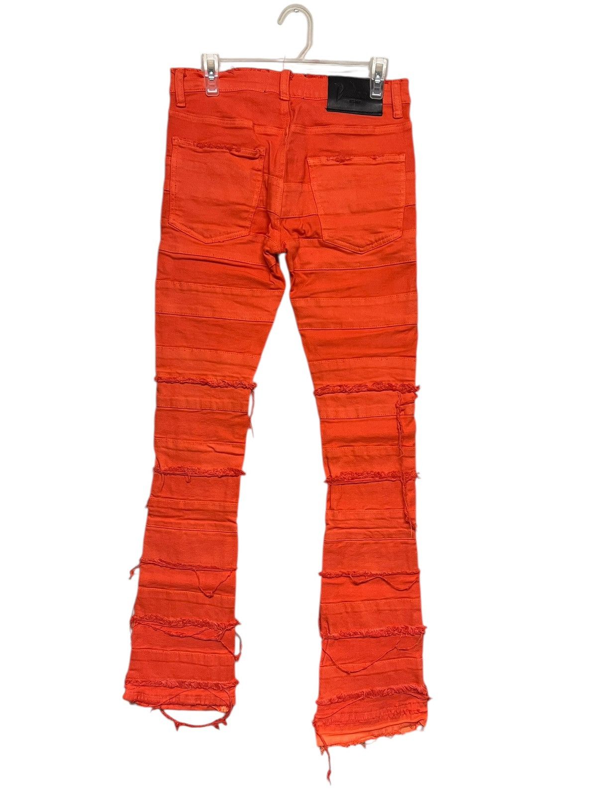 Valabasas Stacked Distressed Denim Orange Patchwork Jeans
