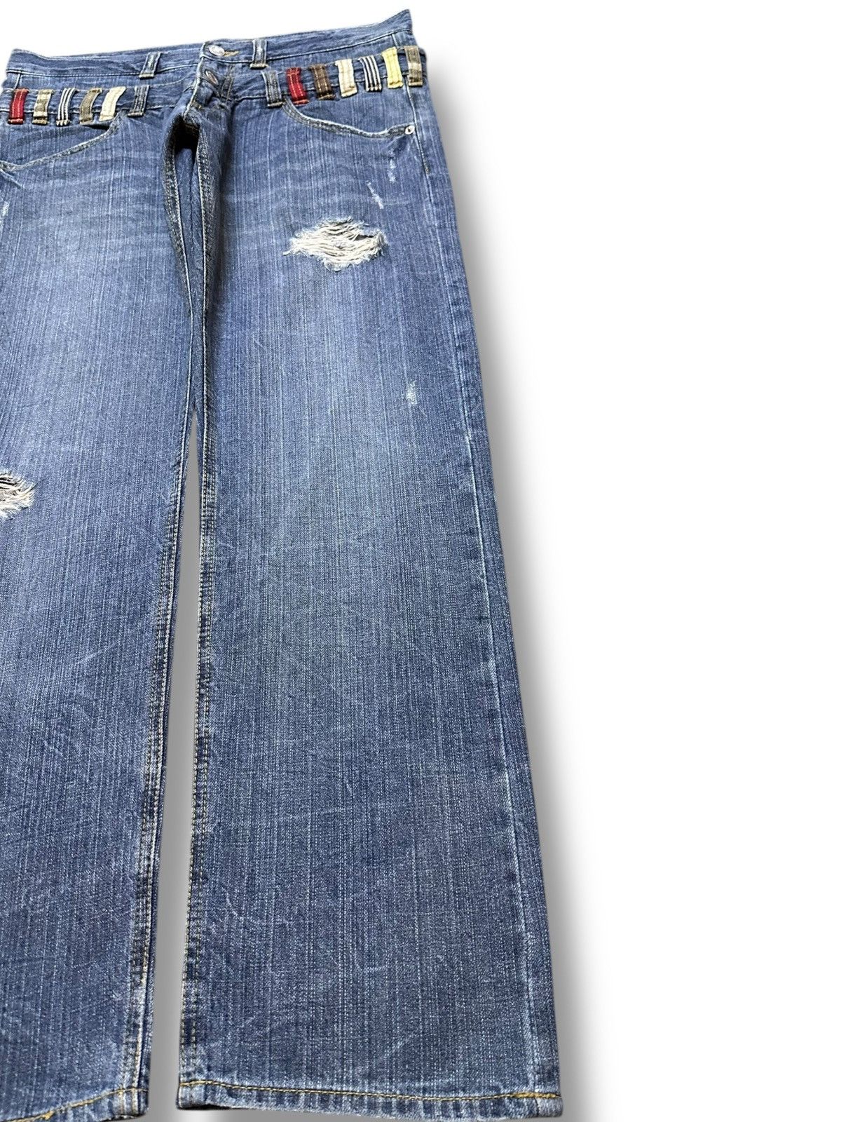 Hysteric Glamour Vintage Japanese Brand Double Waist Grunge Distressed Denim Size US 33 - 4 Thumbnail