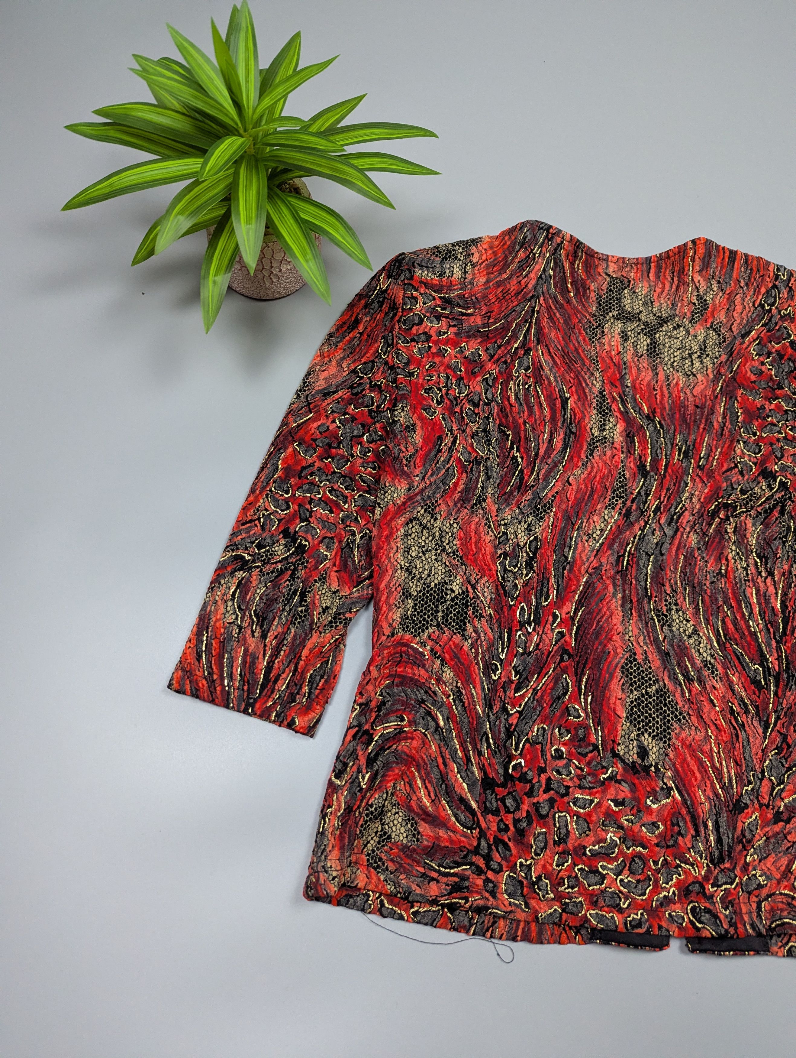 Joseph Ribkoff Vintage Joseph Ribkoff Zip Top Jacket Red Black Gold Size XL / US 12-14 / IT 48-50 - 16 Thumbnail