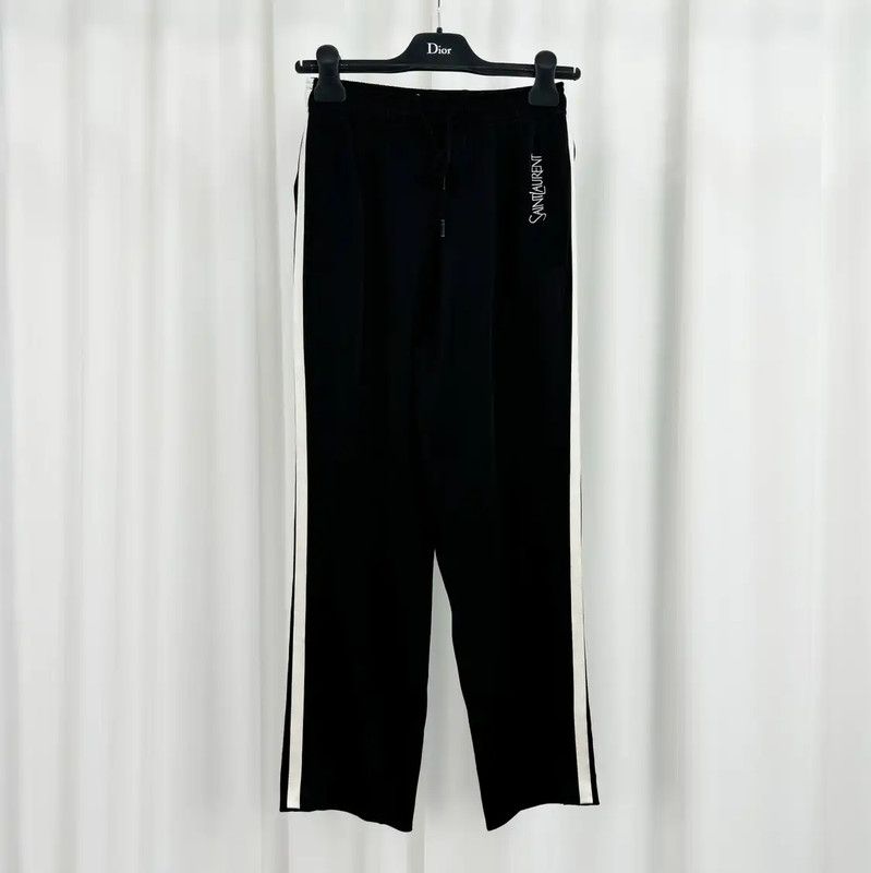 Yves Saint Laurent YSL Black Embroidered Logo Casual Pants 0089 Size 23" - 1 Thumbnail